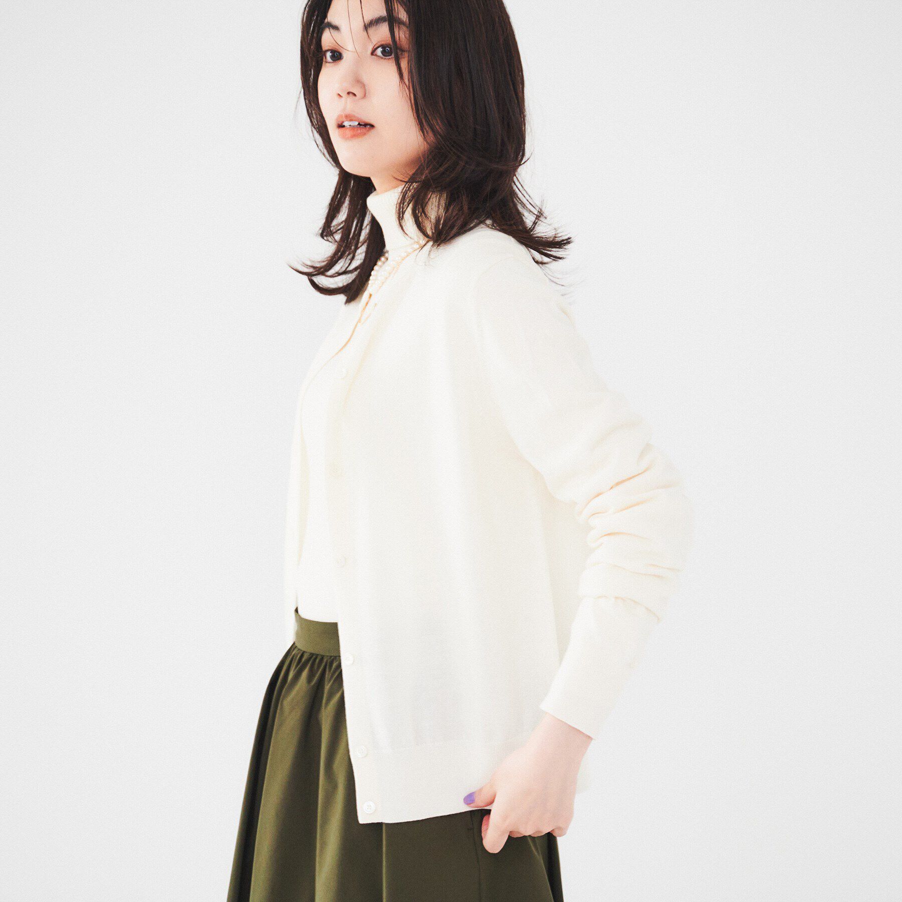 UNTITLED「ウール クルーネックニットカーディガン」|カーディガン|