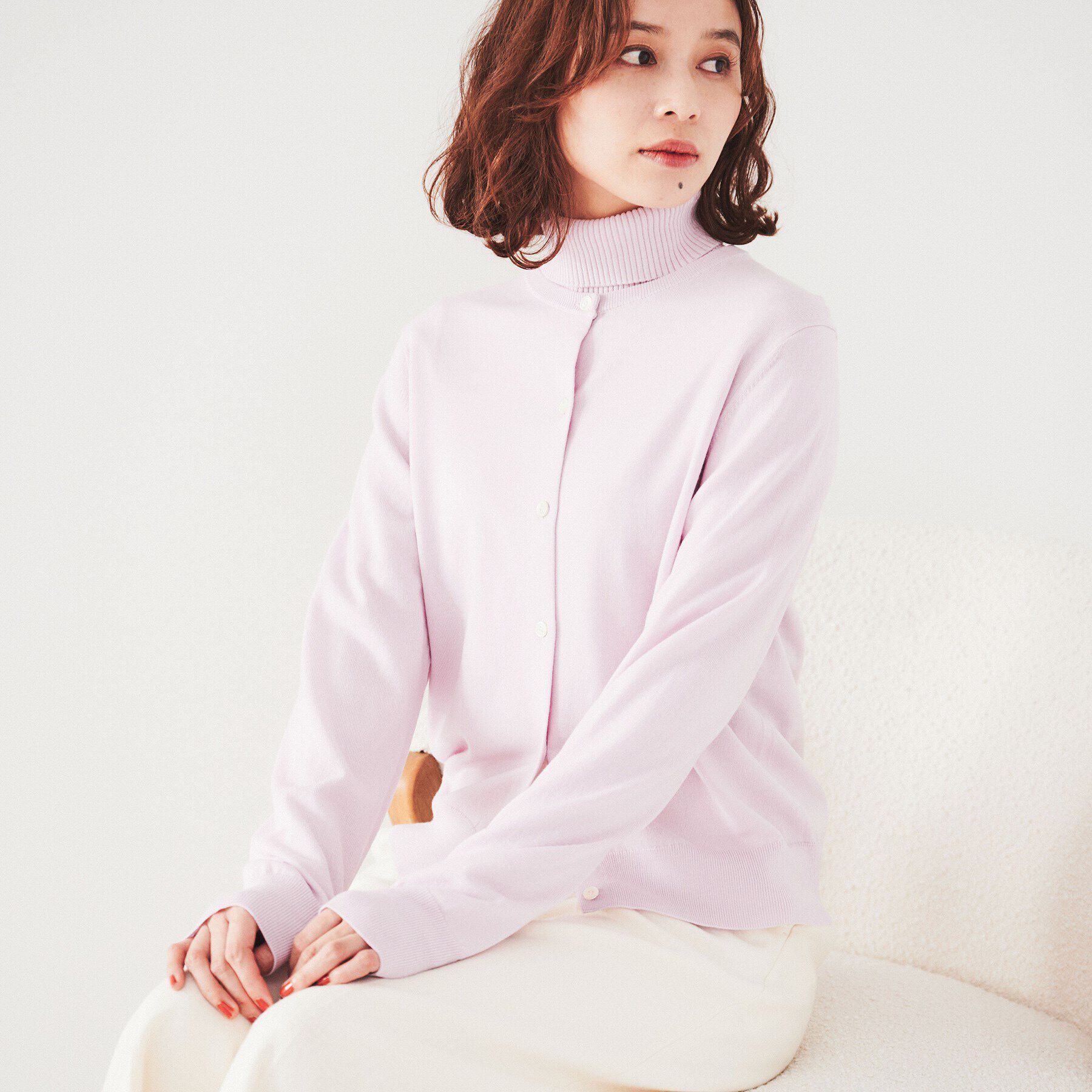 UNTITLED「ウール クルーネックニットカーディガン」|カーディガン|ラベンダー(080)