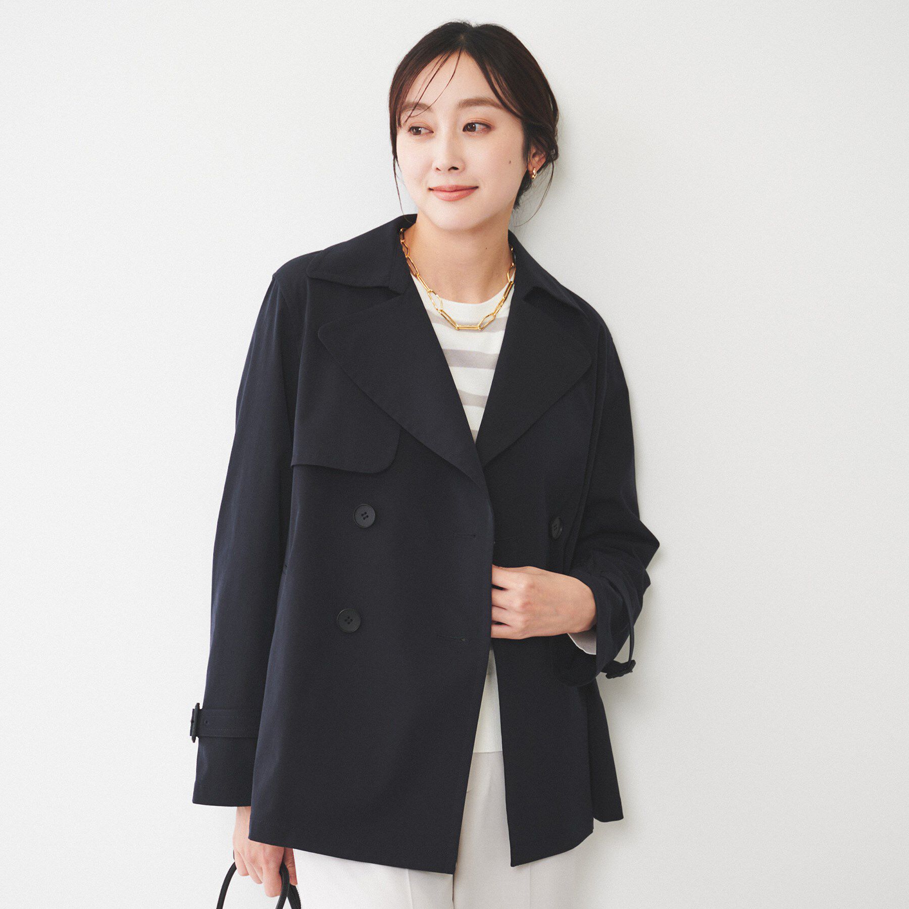 UNTITLED「【洗える/ストレッチ/春コート】ショートトレンチコート」|トレンチコート|ネイビー(094)