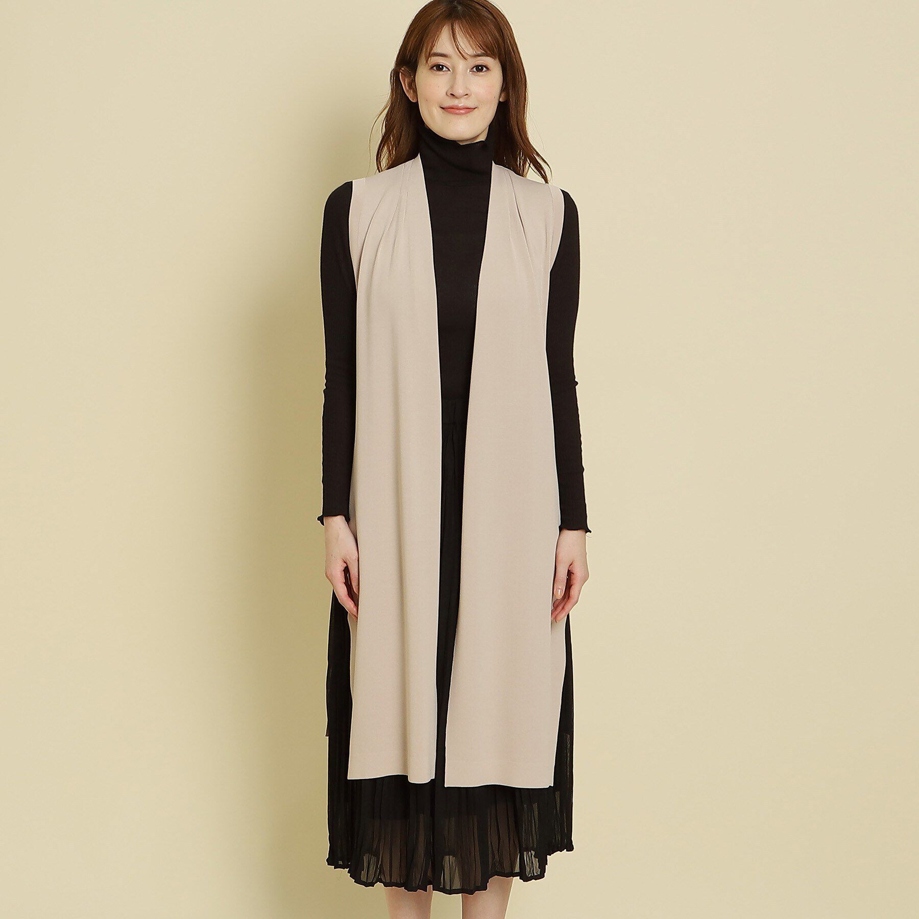 COUP DE CHANCE「【洗える／ジレ】サイドスリット ロングニットジレ」|ベスト・ジレ|