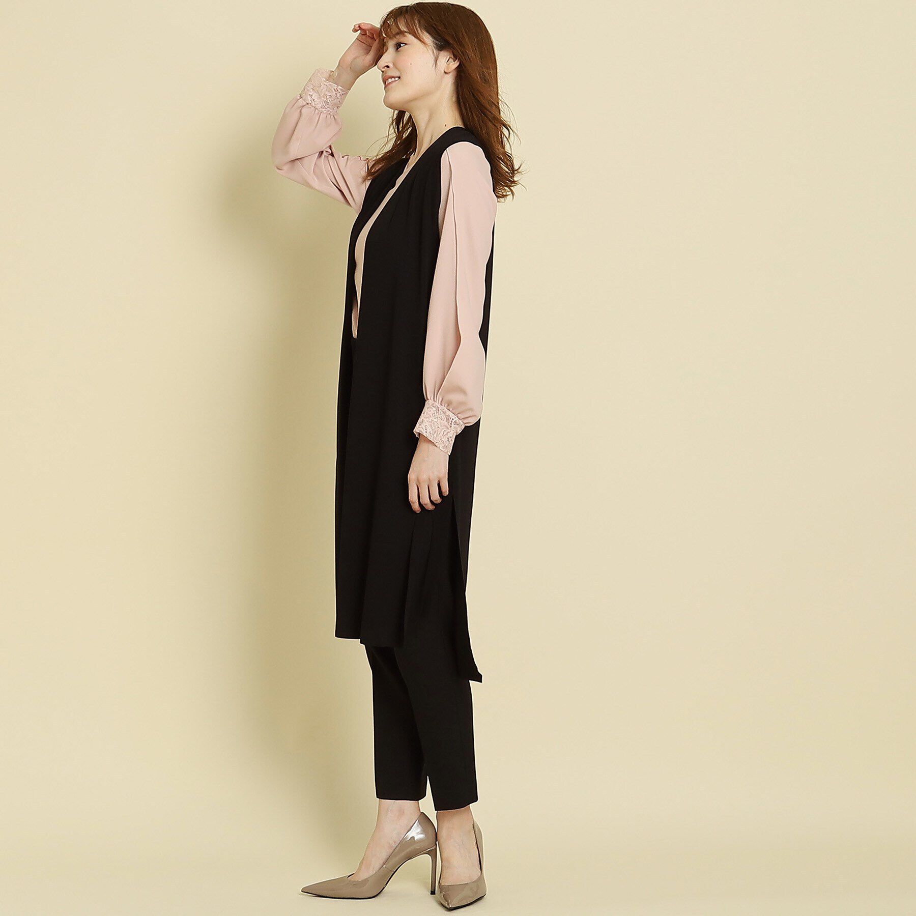 COUP DE CHANCE「【洗える／ジレ】サイドスリット ロングニットジレ」|ベスト・ジレ|