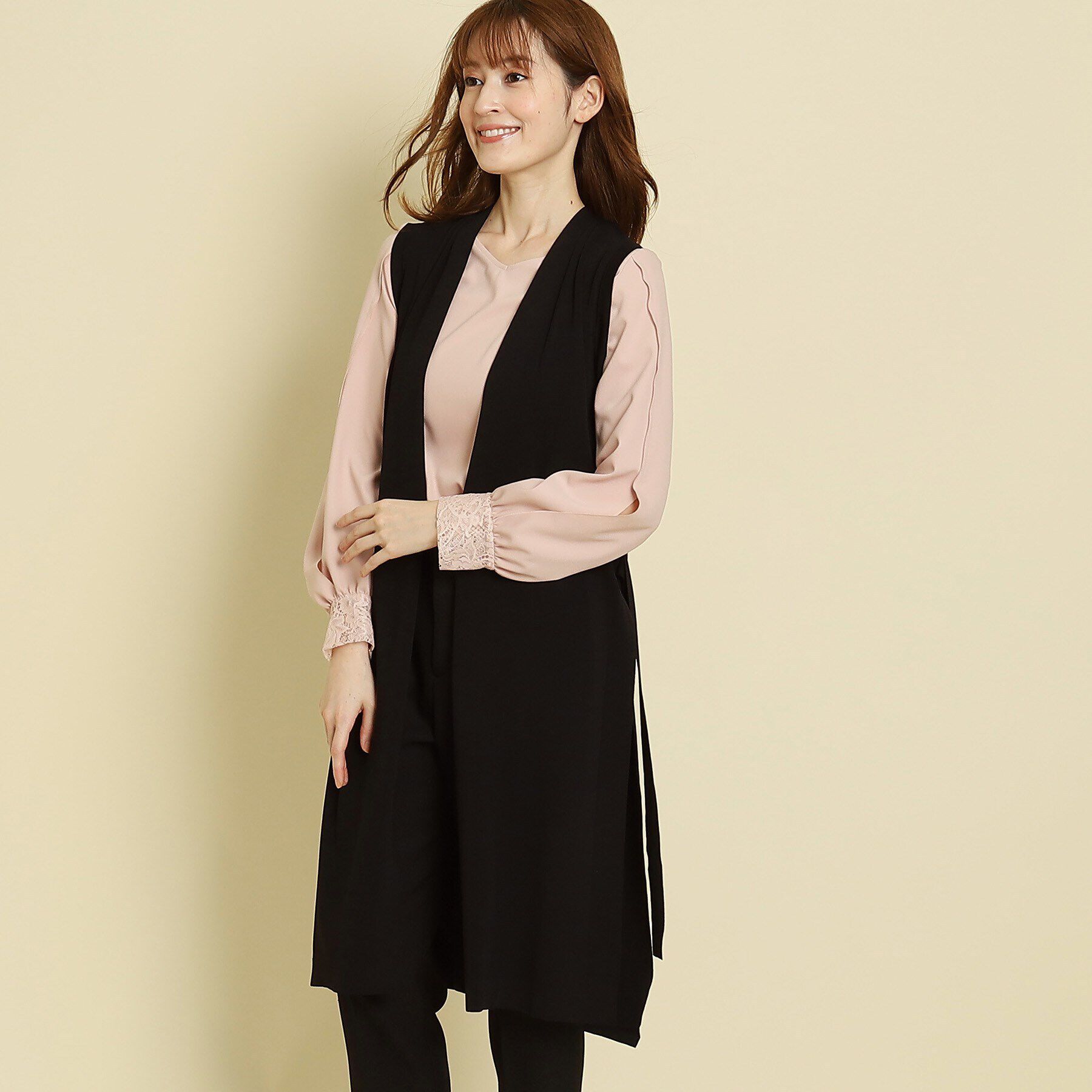 COUP DE CHANCE「【洗える／ジレ】サイドスリット ロングニットジレ」|ベスト・ジレ|