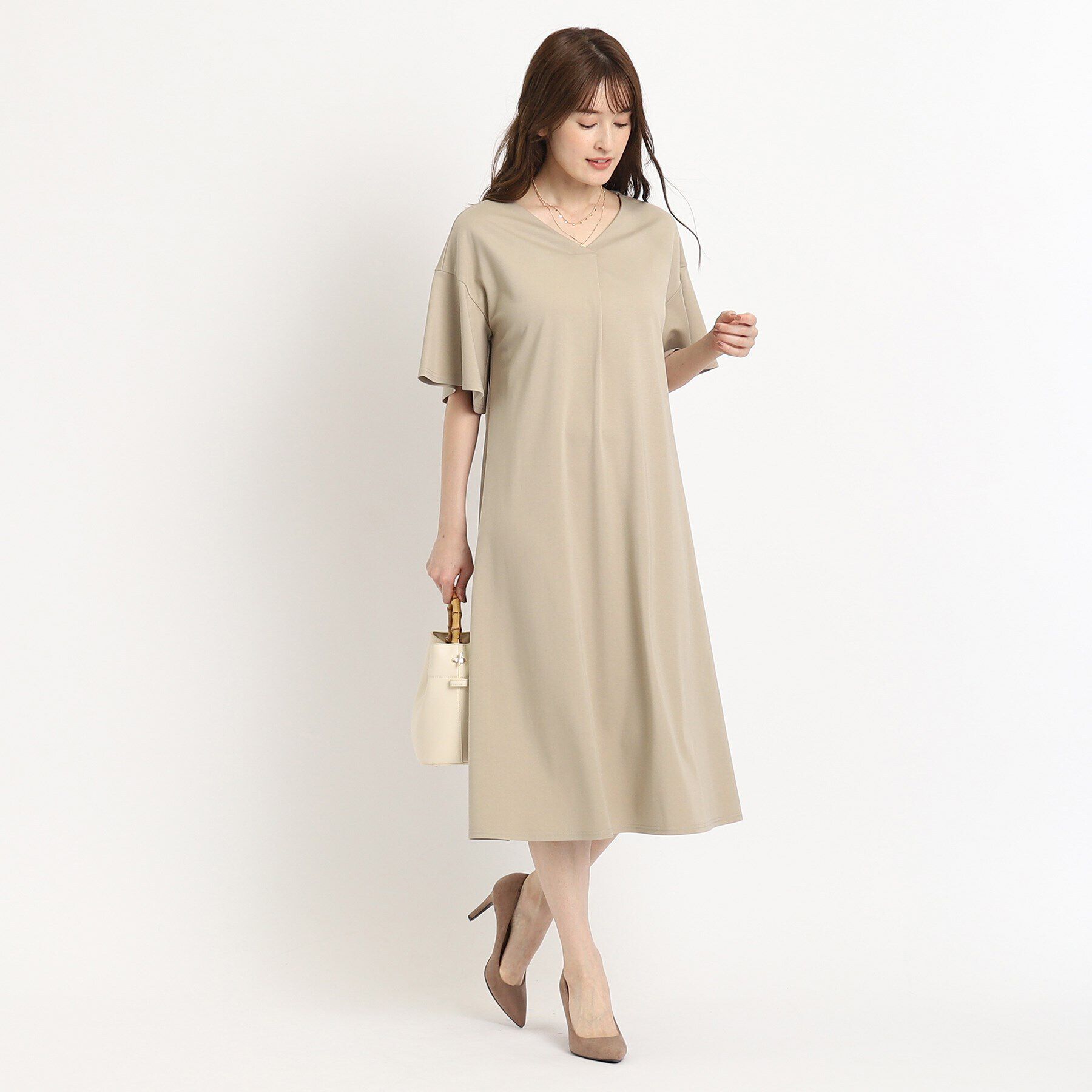 COUP DE CHANCE「【洗える／裏地無し／ジャージ素材】セミフレアーワンピース」|ワンピース|