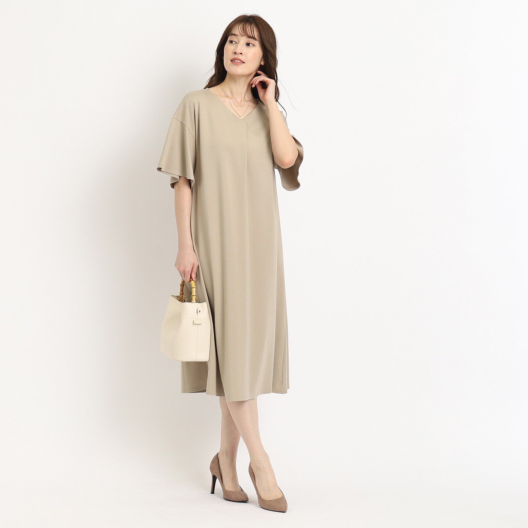 COUP DE CHANCE「【洗える／裏地無し／ジャージ素材】セミフレアーワンピース」|ワンピース|