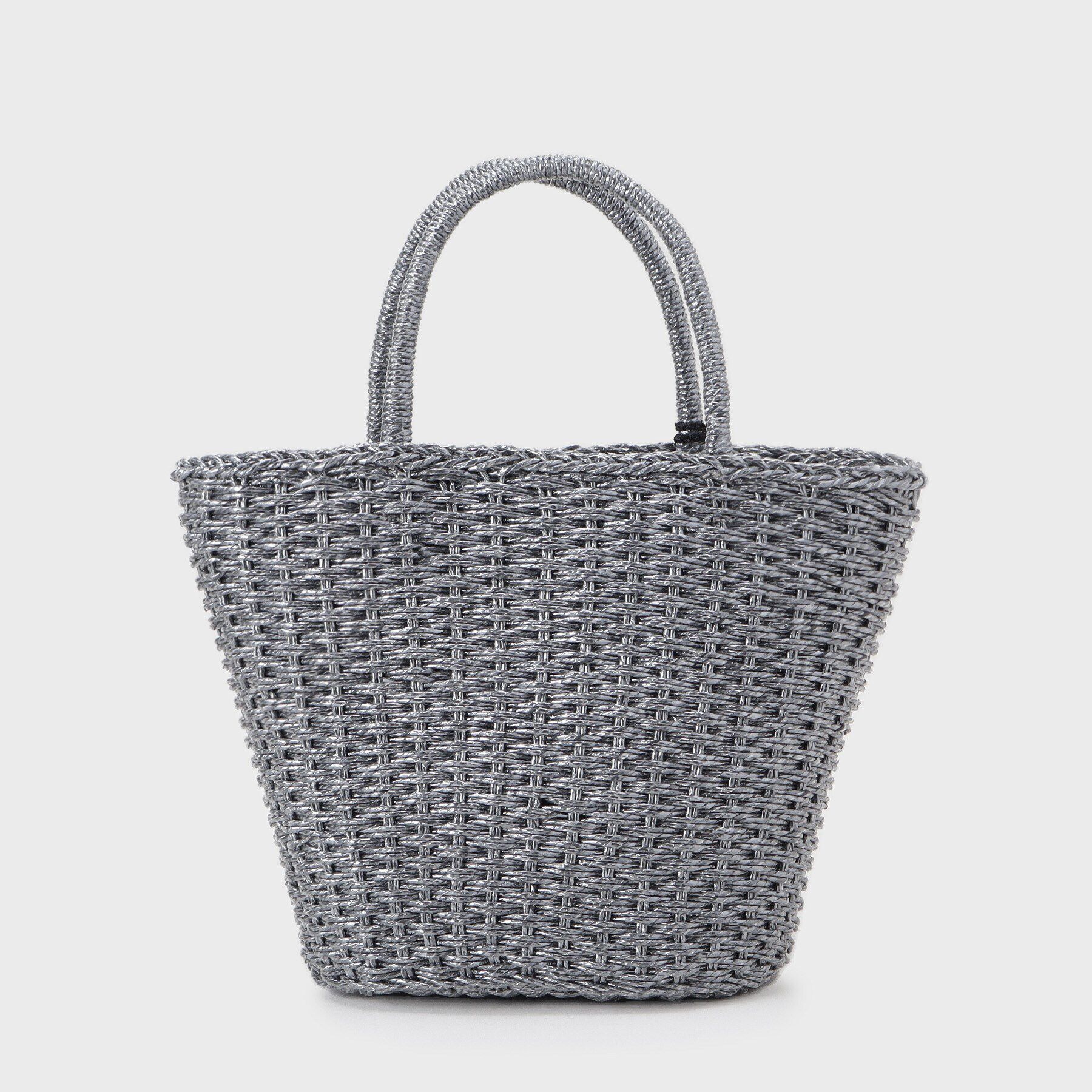 COUP DE CHANCE「シルバー＆ガンメタの上品な輝き！手編みの大人ペーパーカゴバッグ」|ハンドバッグ|