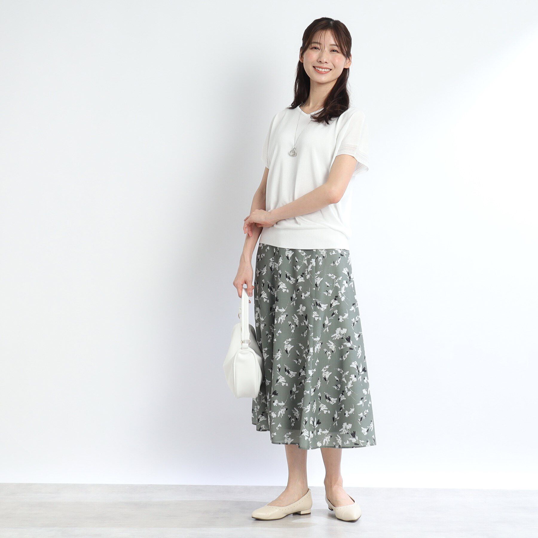 Reflect「【SALE／WEB限定カラーあり／二の腕カバー◎】透かし柄スリーブニット」|ニット・セーター|