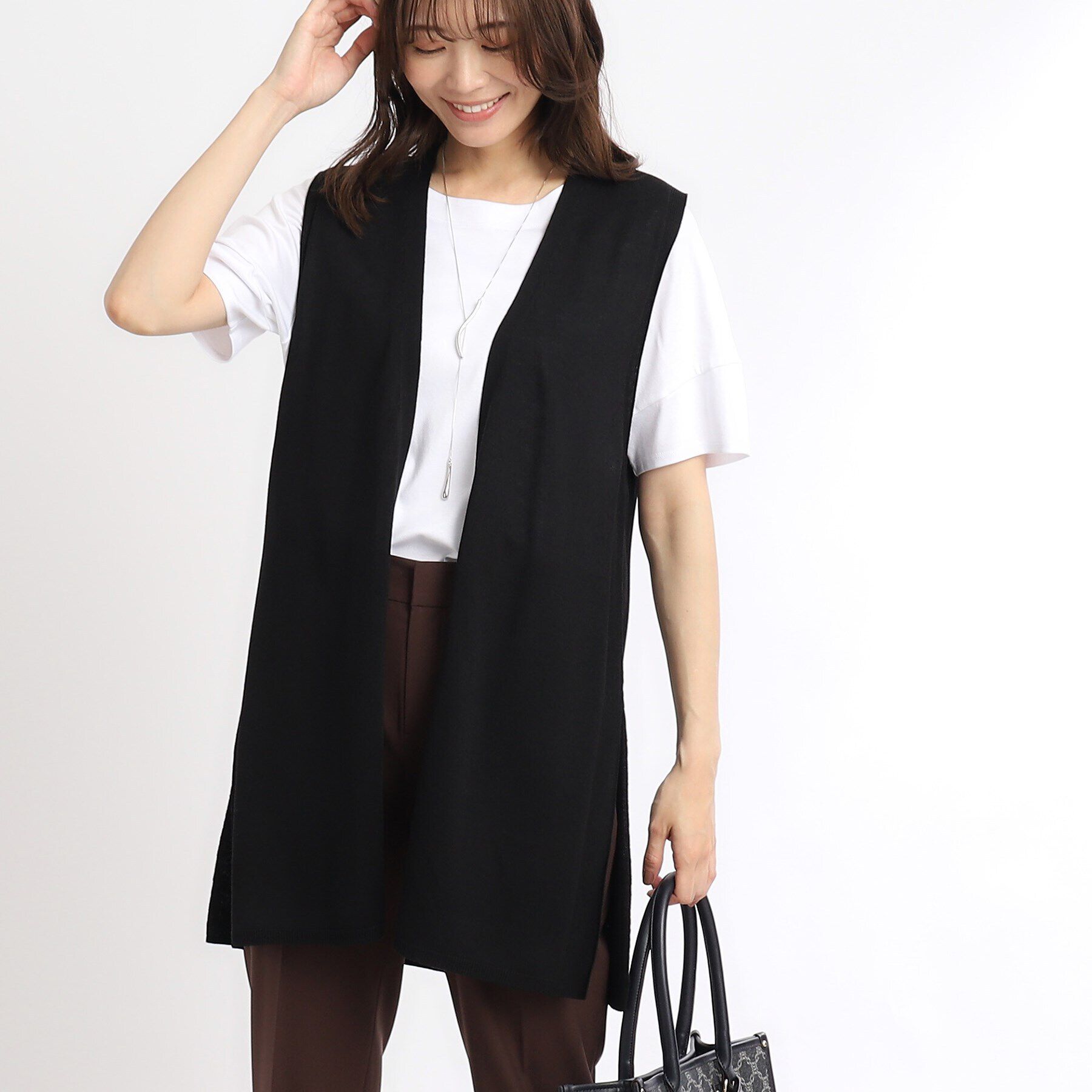 Reflect「【SALE／洗える／体型カバー】軽やかサマーニットジレ」|ベスト・ジレ|