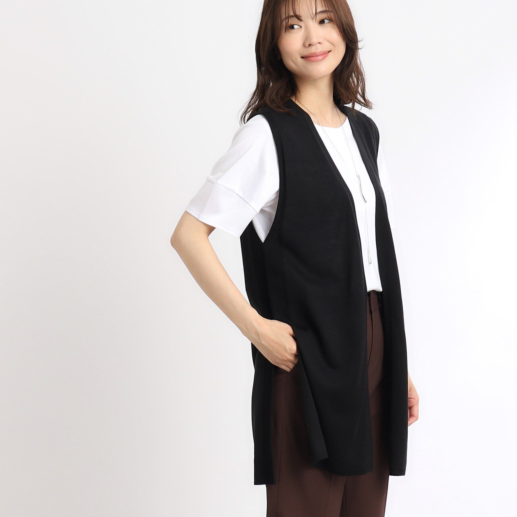 Reflect「【SALE／洗える／体型カバー】軽やかサマーニットジレ」|ベスト・ジレ|