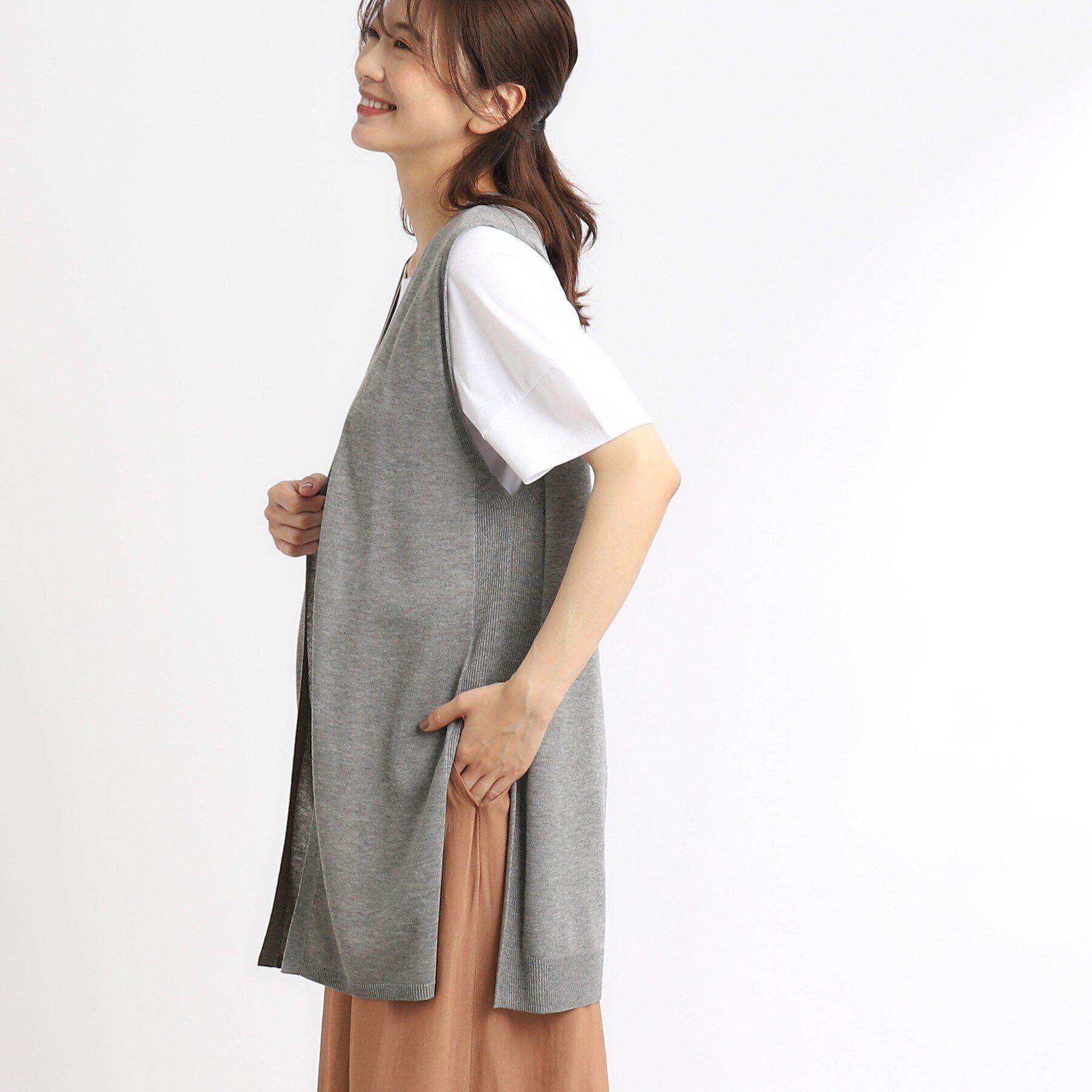 Reflect「【SALE／洗える／体型カバー】軽やかサマーニットジレ」|ベスト・ジレ|