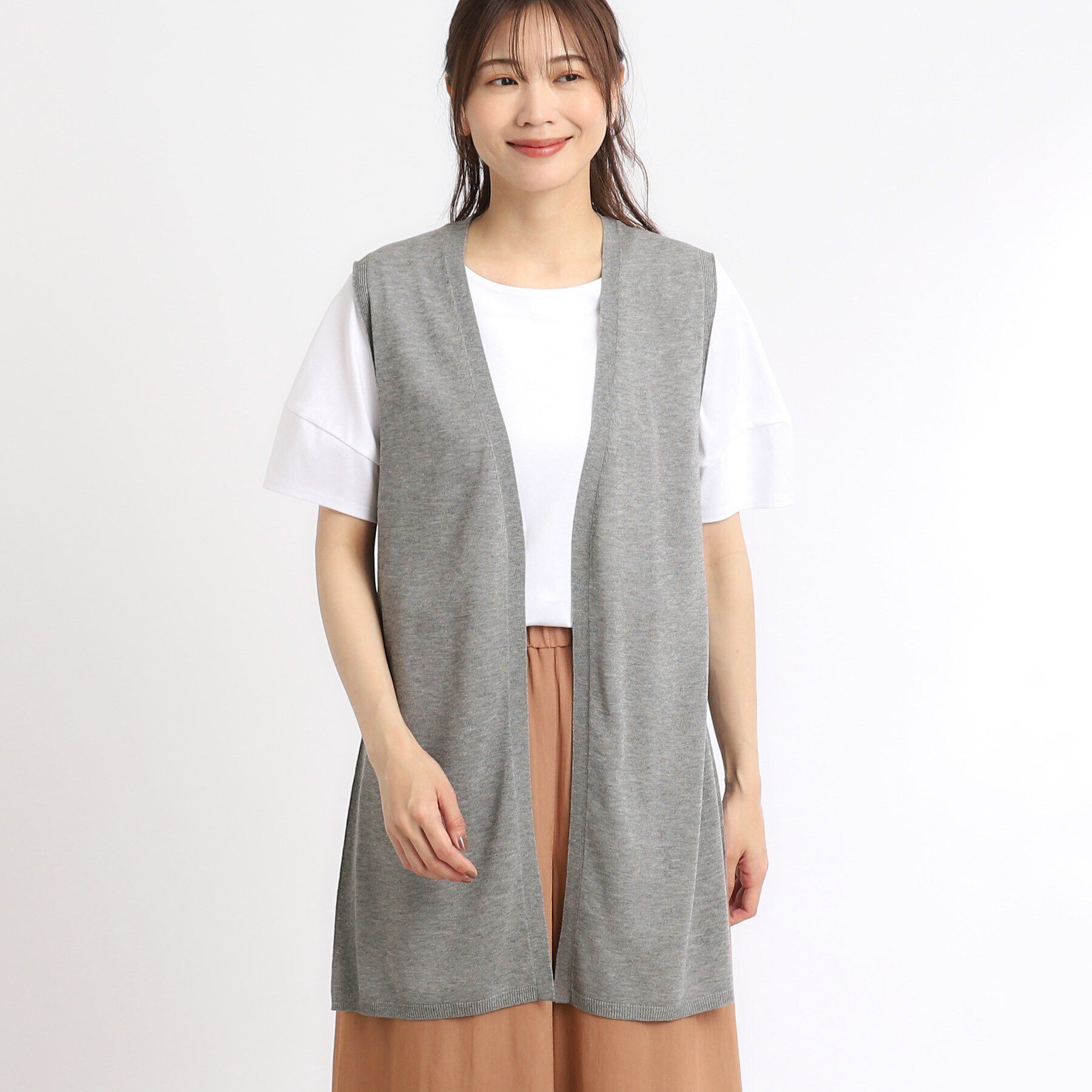 Reflect「【SALE／洗える／体型カバー】軽やかサマーニットジレ」|ベスト・ジレ|