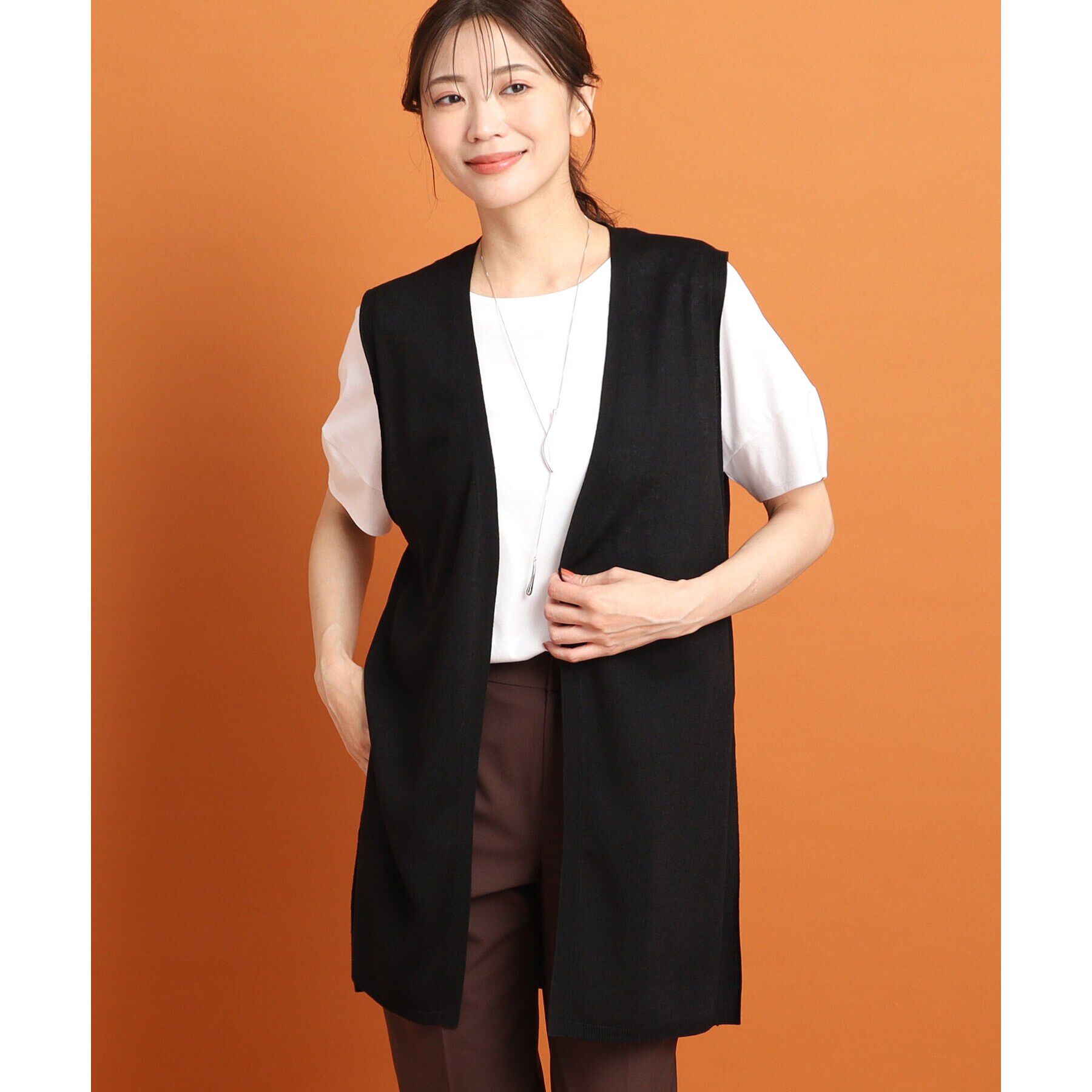 Reflect「【SALE／洗える／体型カバー】軽やかサマーニットジレ」|ベスト・ジレ|