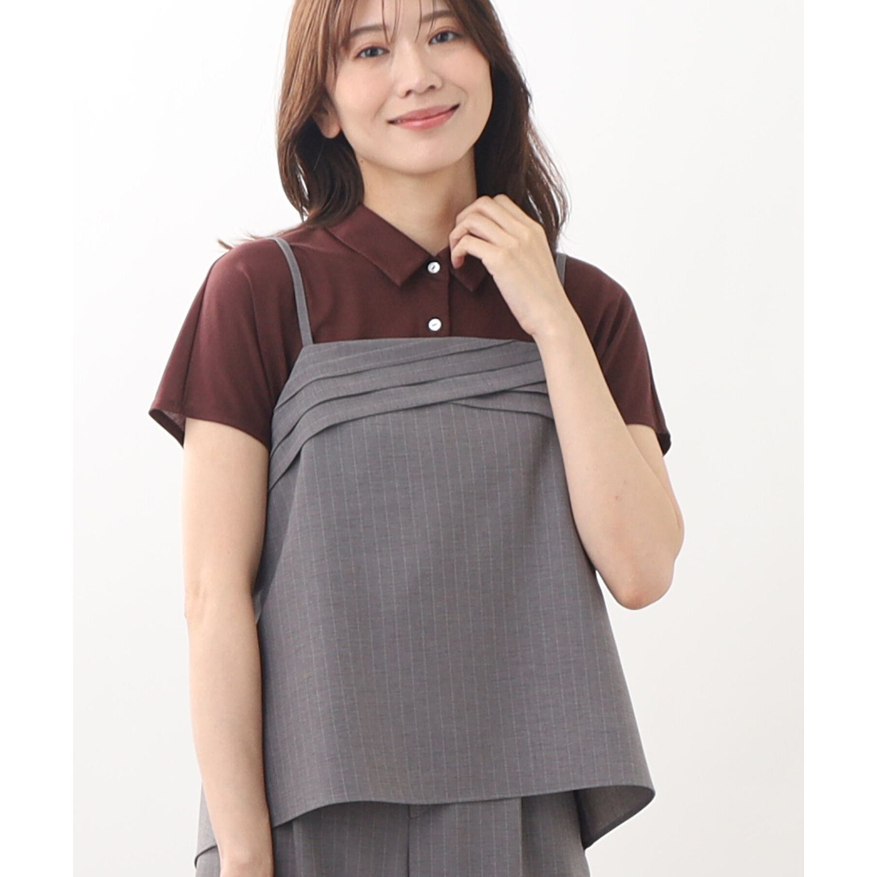 Reflect「【マシンウォッシュ／二の腕カバー】フレンチスリーブブラウス」|シャツ・ブラウス|