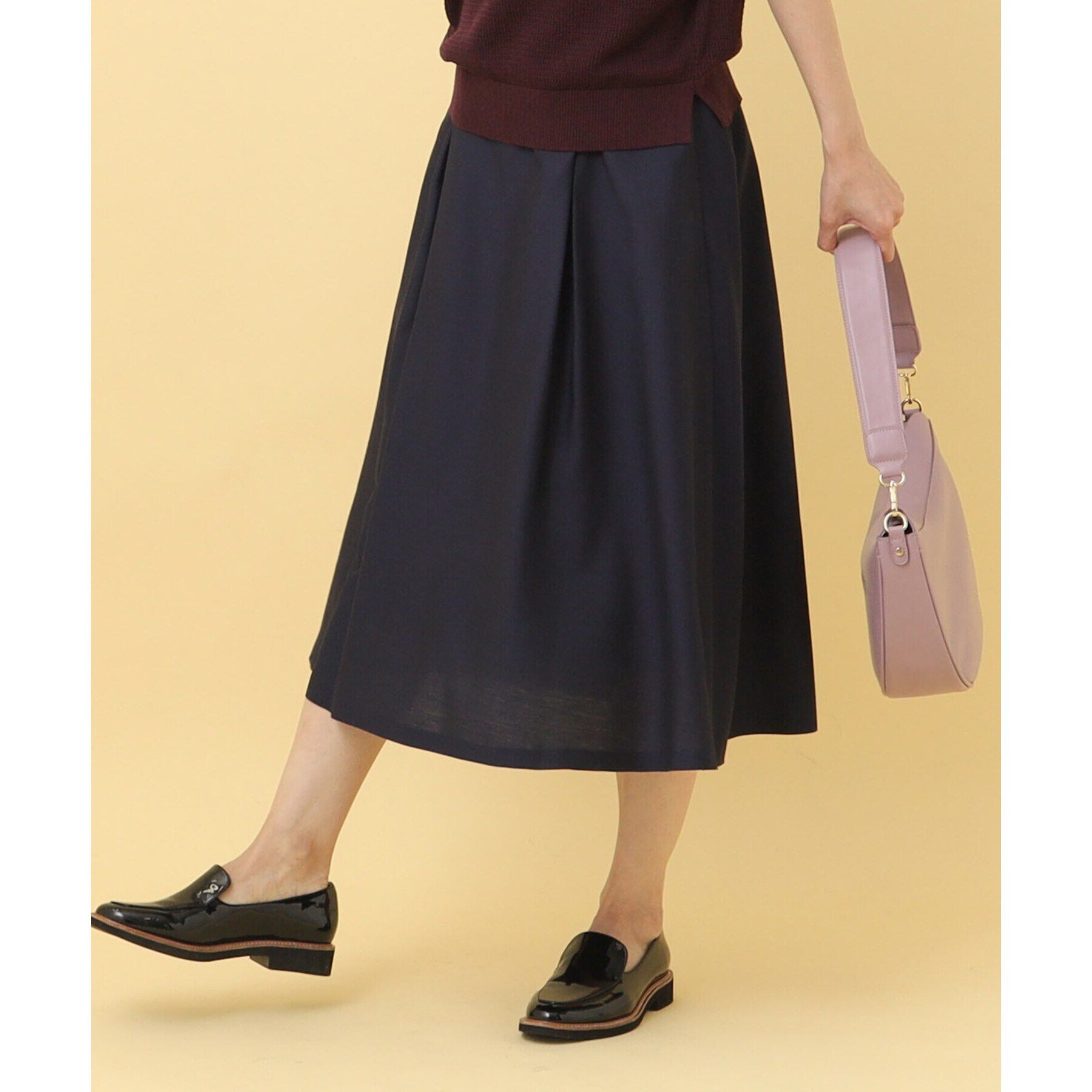 Reflect「【手洗い可】シャンブレーカラースカート」|スカート|ネイビー(094)