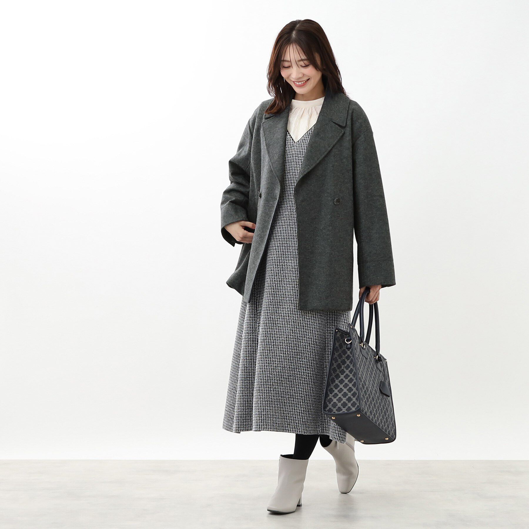 Reflect「【WEB限定カラーあり】ウール混メルトンライクピーコート」|ピーコート|