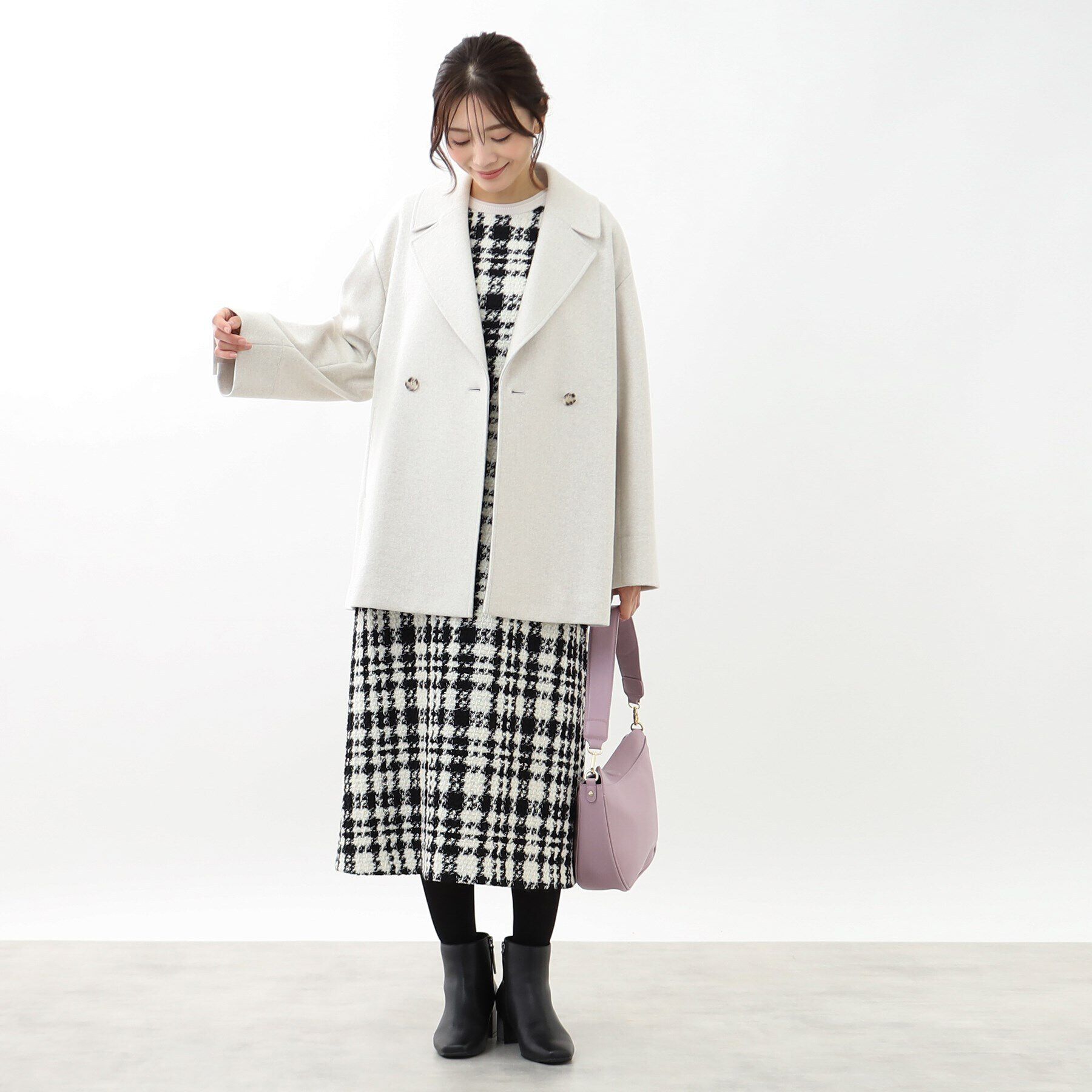 Reflect「【WEB限定カラーあり】ウール混メルトンライクピーコート」|ピーコート|