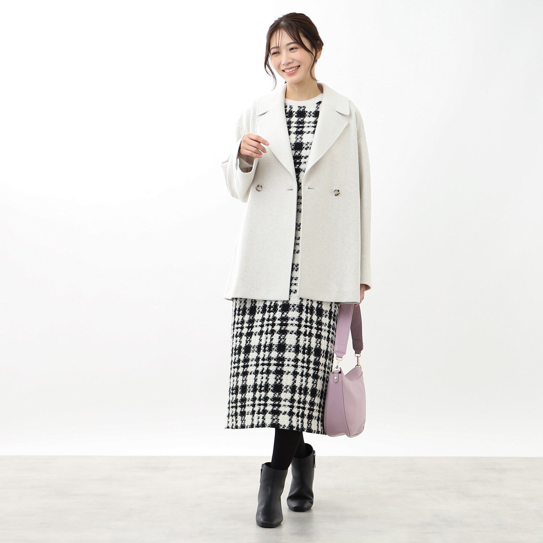 Reflect「【WEB限定カラーあり】ウール混メルトンライクピーコート」|ピーコート|