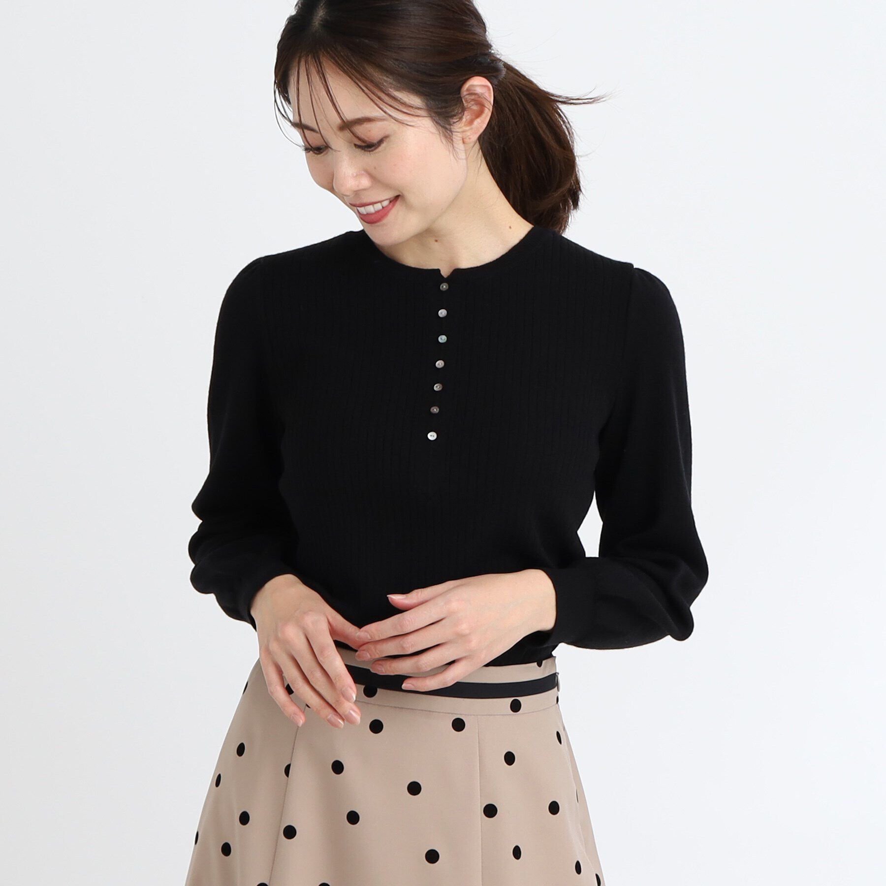 Reflect「【手洗い可／すっきり見え】ボリュームスリーブニット」|ニット・セーター|