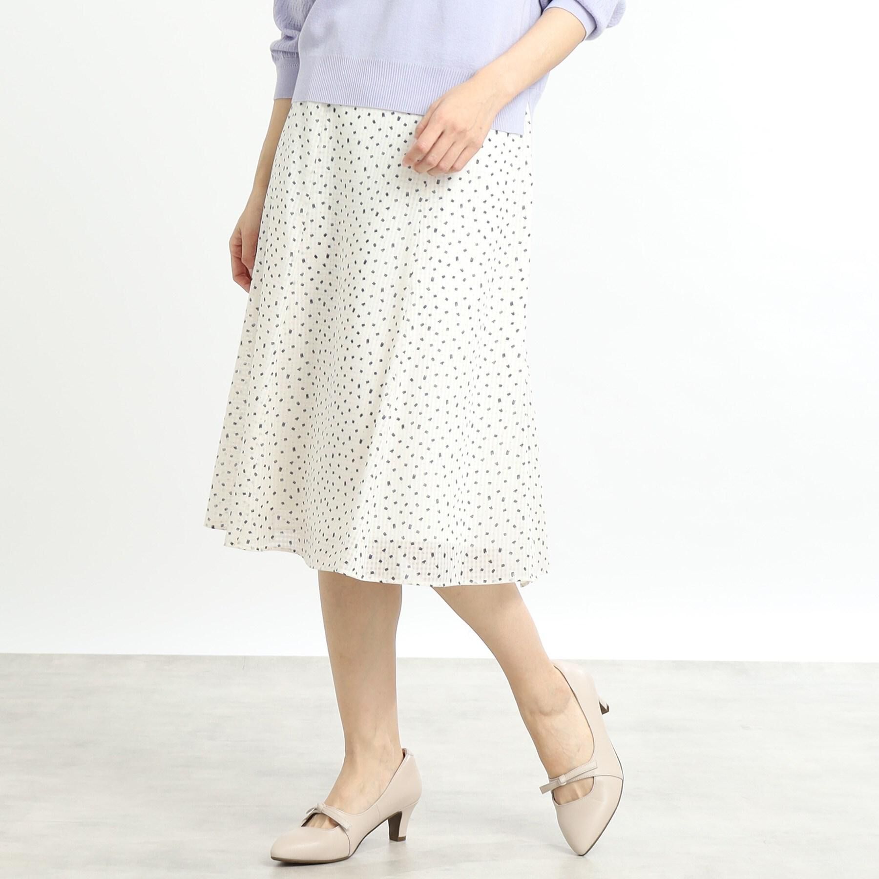 Reflect「【マシンウォッシュ可／セットアップ可能】コツキ柄プリントスカート」|スカート|アイボリー(104)