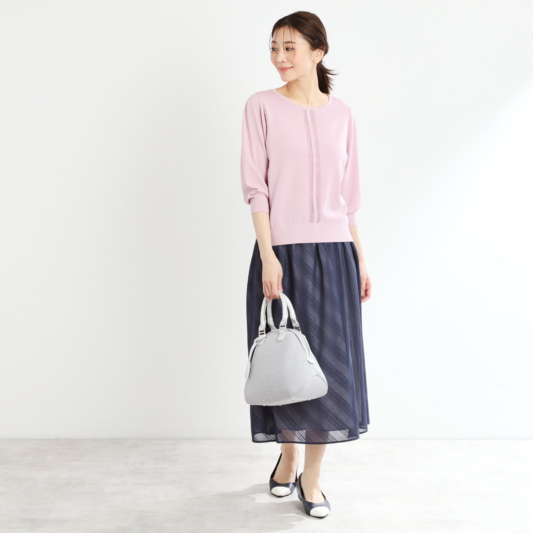 Reflect「【接触冷感／洗える／ジャケットインナーにおすすめ】レースデザインニット」|ニット・セーター|