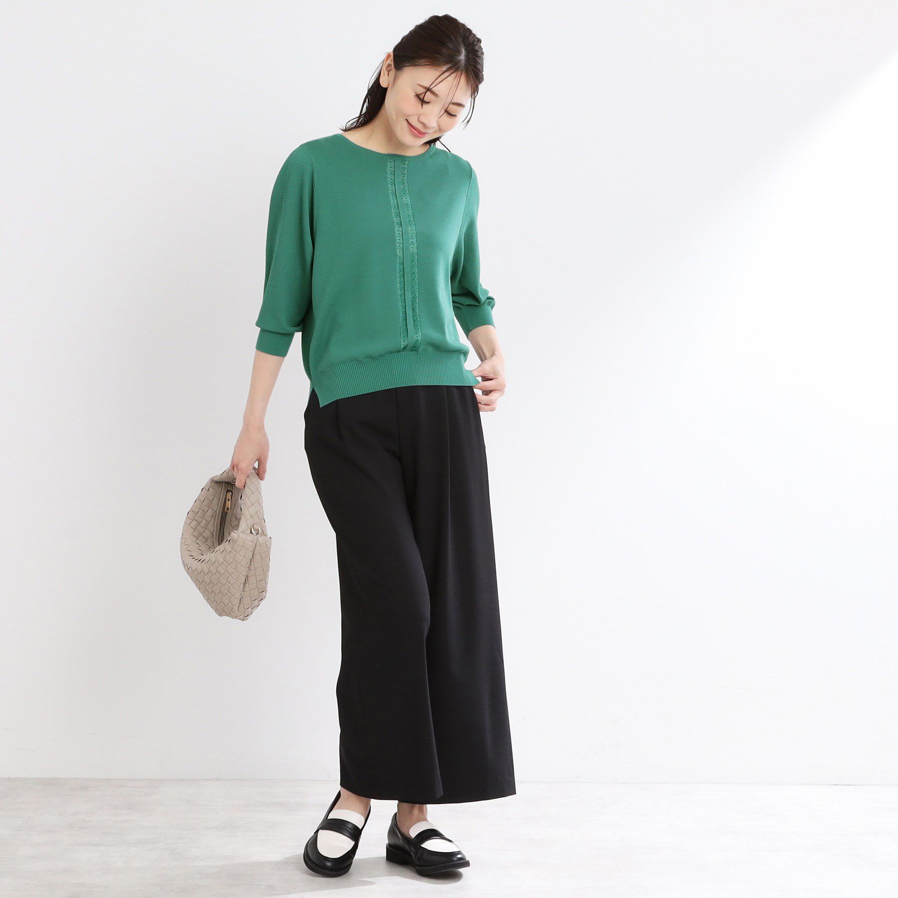 Reflect「【接触冷感／洗える／ジャケットインナーにおすすめ】レースデザインニット」|ニット・セーター|