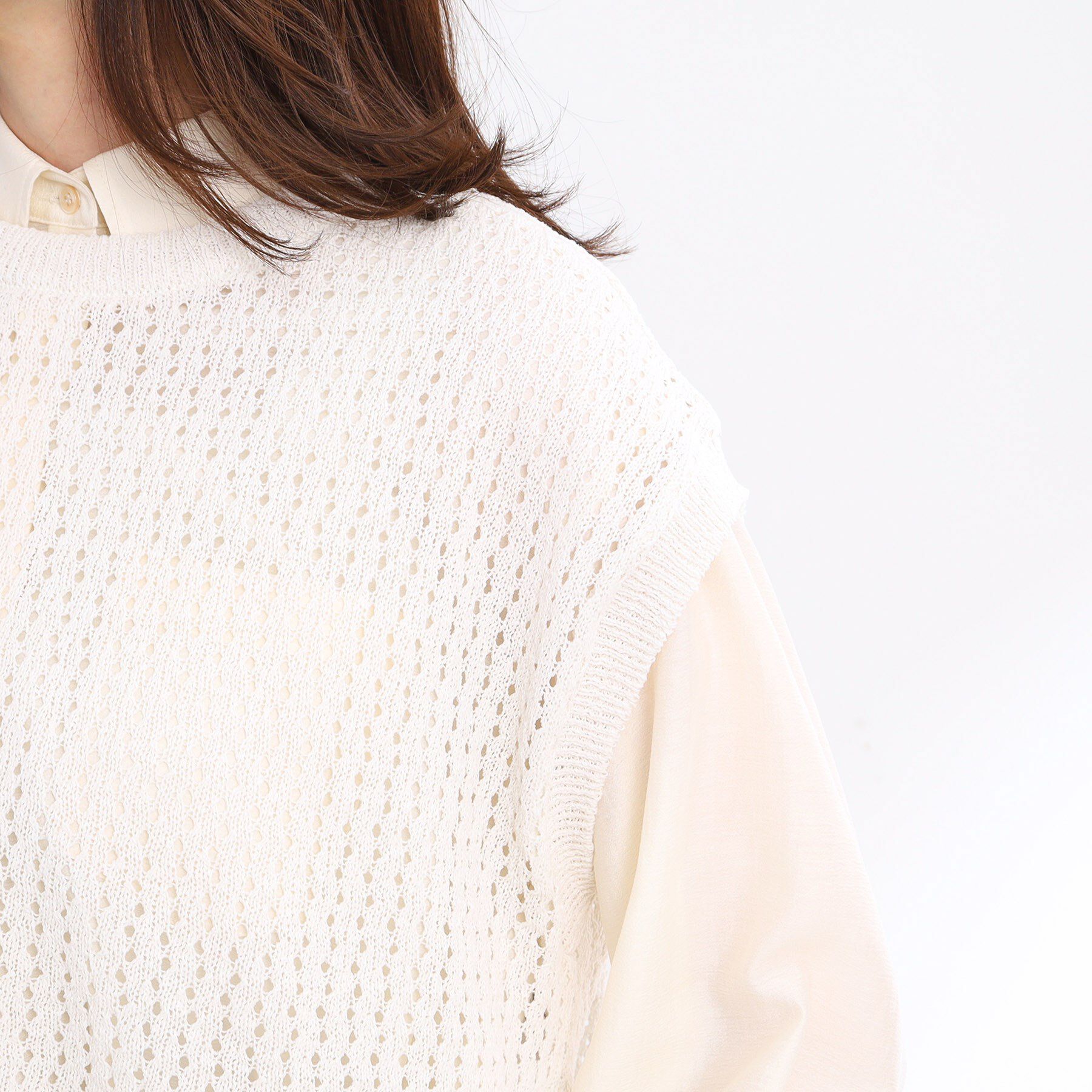 Reflect「【手洗い可】メッシュニットベスト」|ニット・セーター|