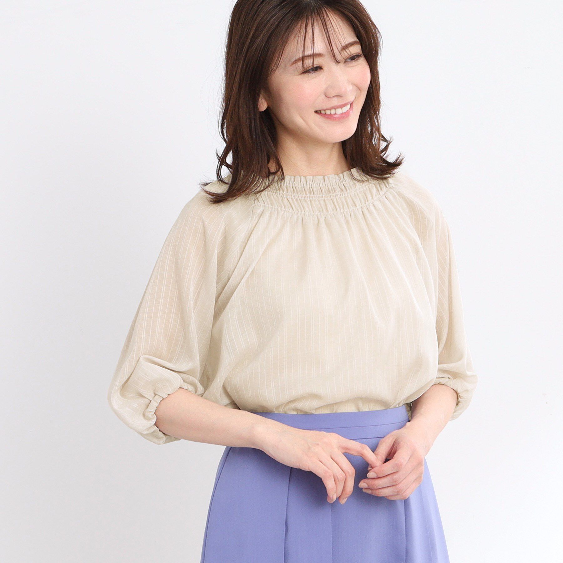 Reflect「【洗える】シャーリングデザインブラウス」|シャツ・ブラウス|