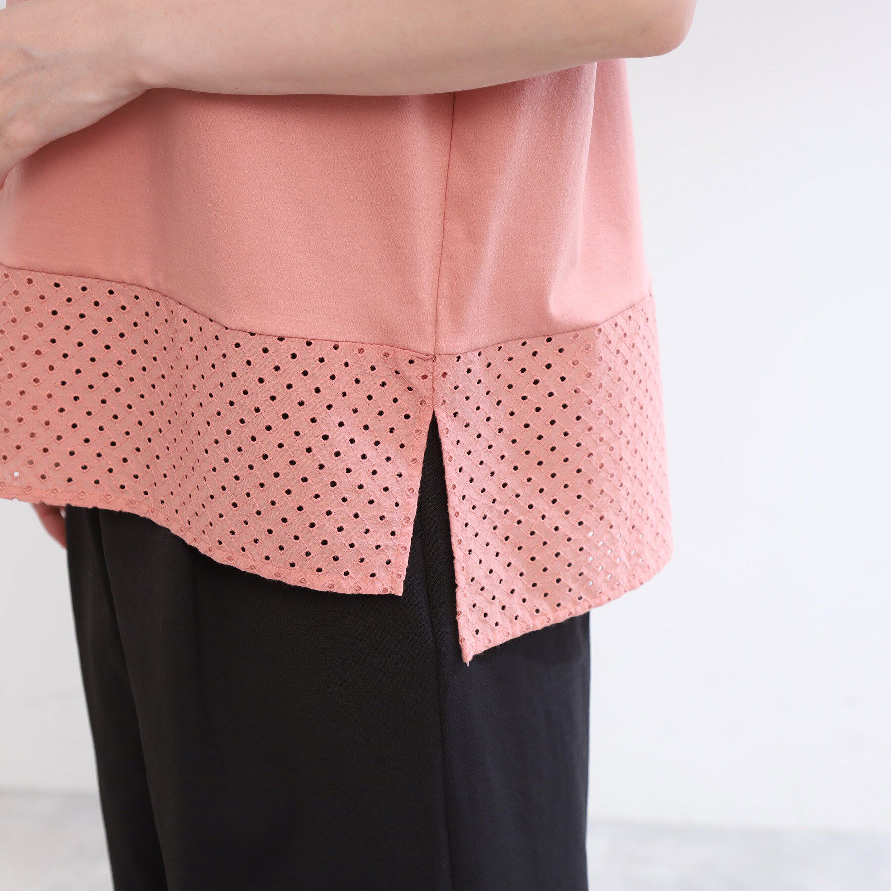 Reflect「【夏SALE／E‐QUALITY／手洗い可】コットンレースドッキングTシャツ」|Tシャツ・カットソー|