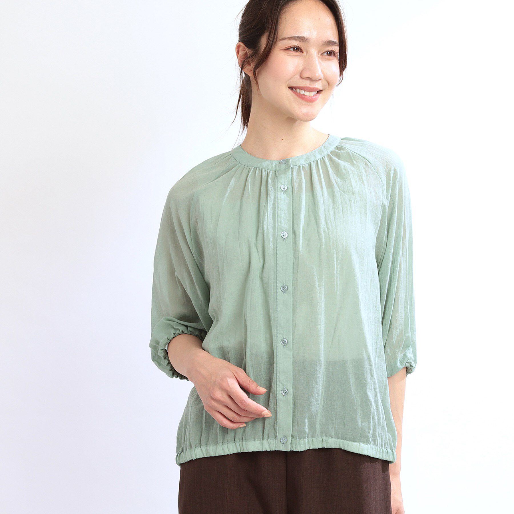 Reflect「【夏SALE／E‐QUALITY／手洗い可／羽織にも◎】シアーブラウス」|シャツ・ブラウス|