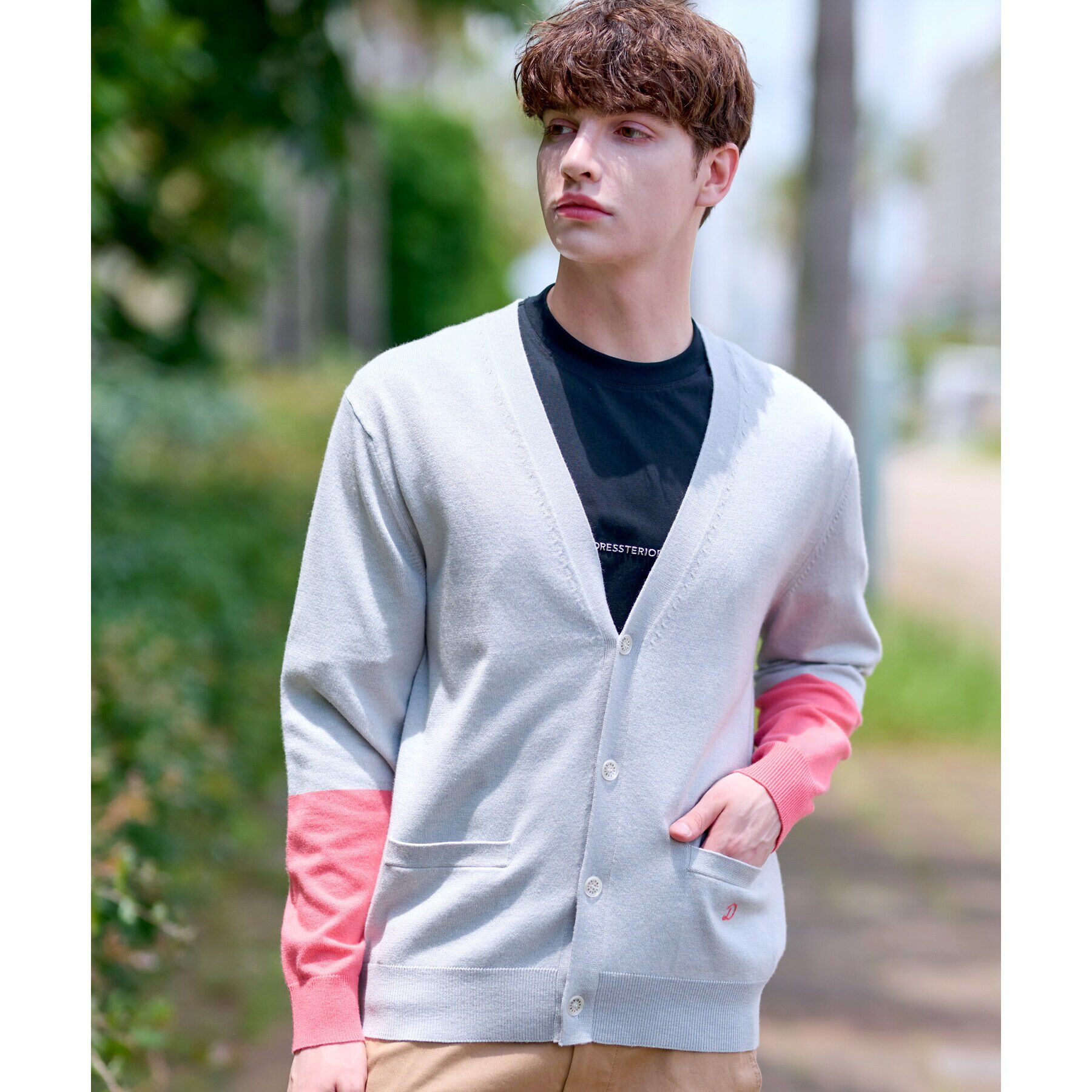 DRESSTERIOR「スリーブカラーブロックカーディガン」|カーディガン|