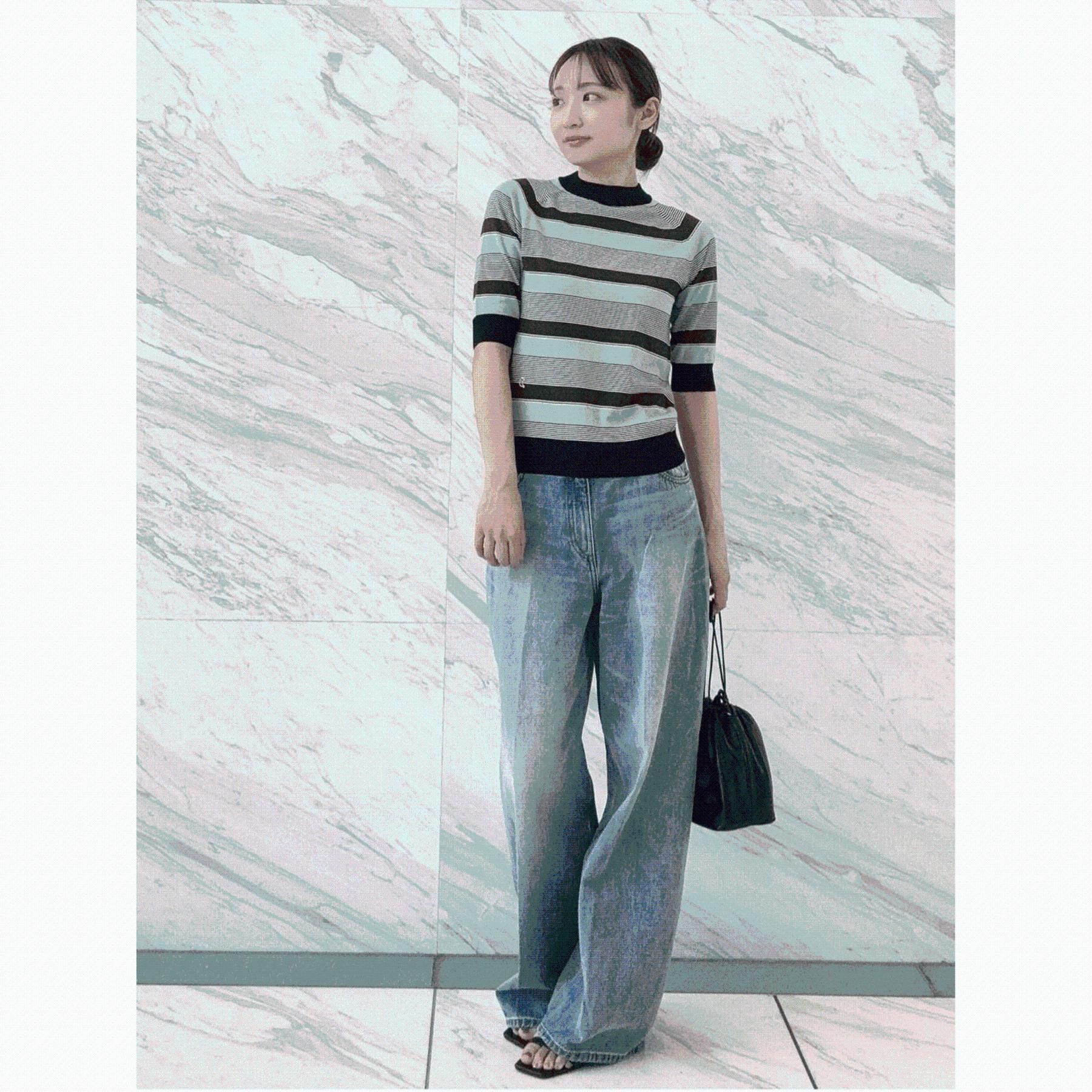 DRESSTERIOR「【洗える】マルチボーダーハーフスリーブニット」|ニット・セーター|