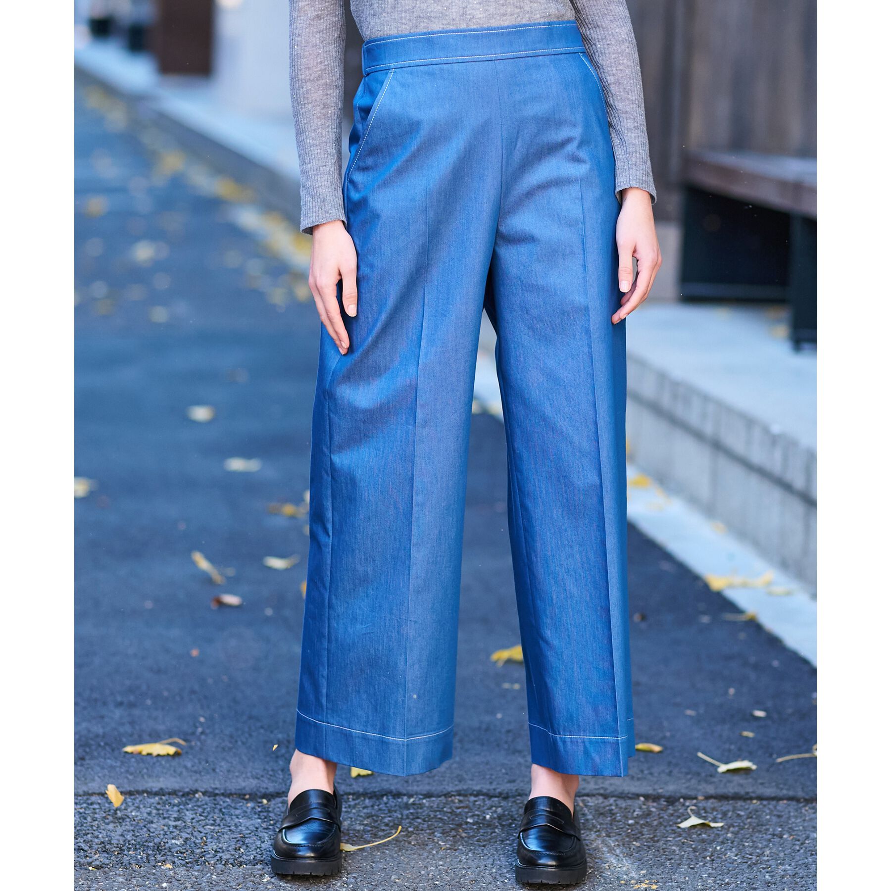 DRESSTERIOR「【洗える/接触冷感/後ろウエストゴム】イージーウエストワイドデニムパンツ」|その他|