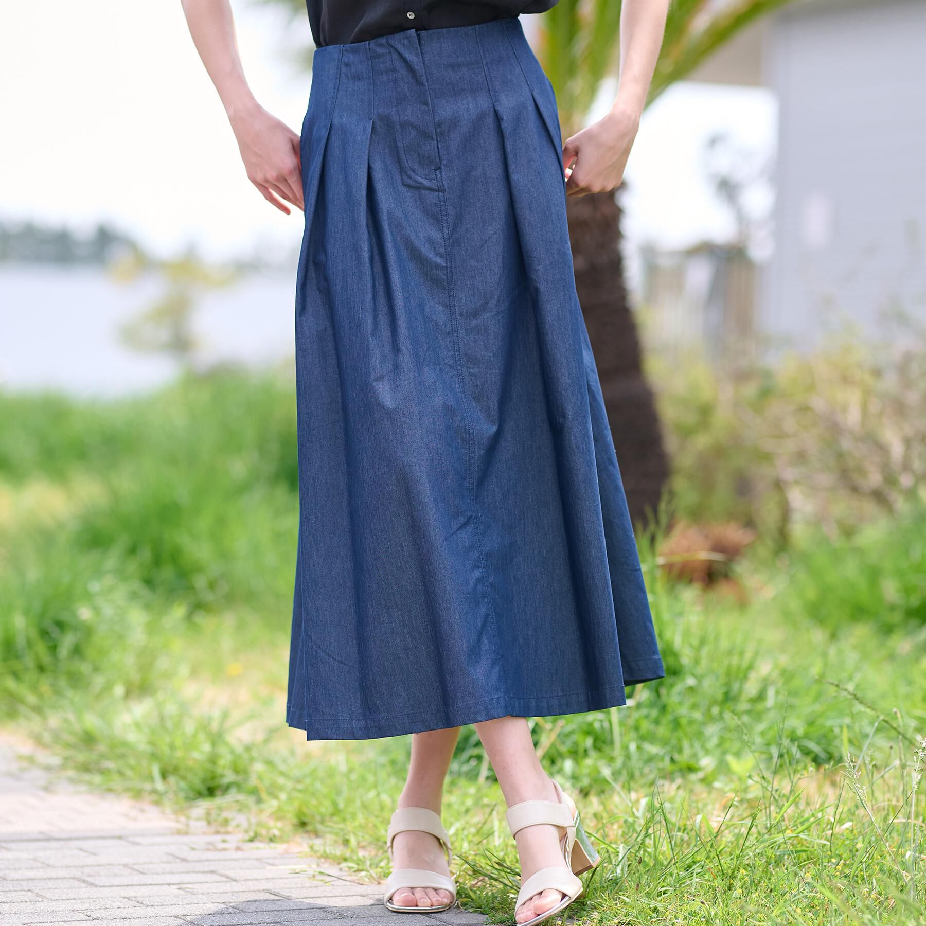 DRESSTERIOR「【接触冷感/吸水速乾】クールタッチデニムライクタックスカート」|スカート|