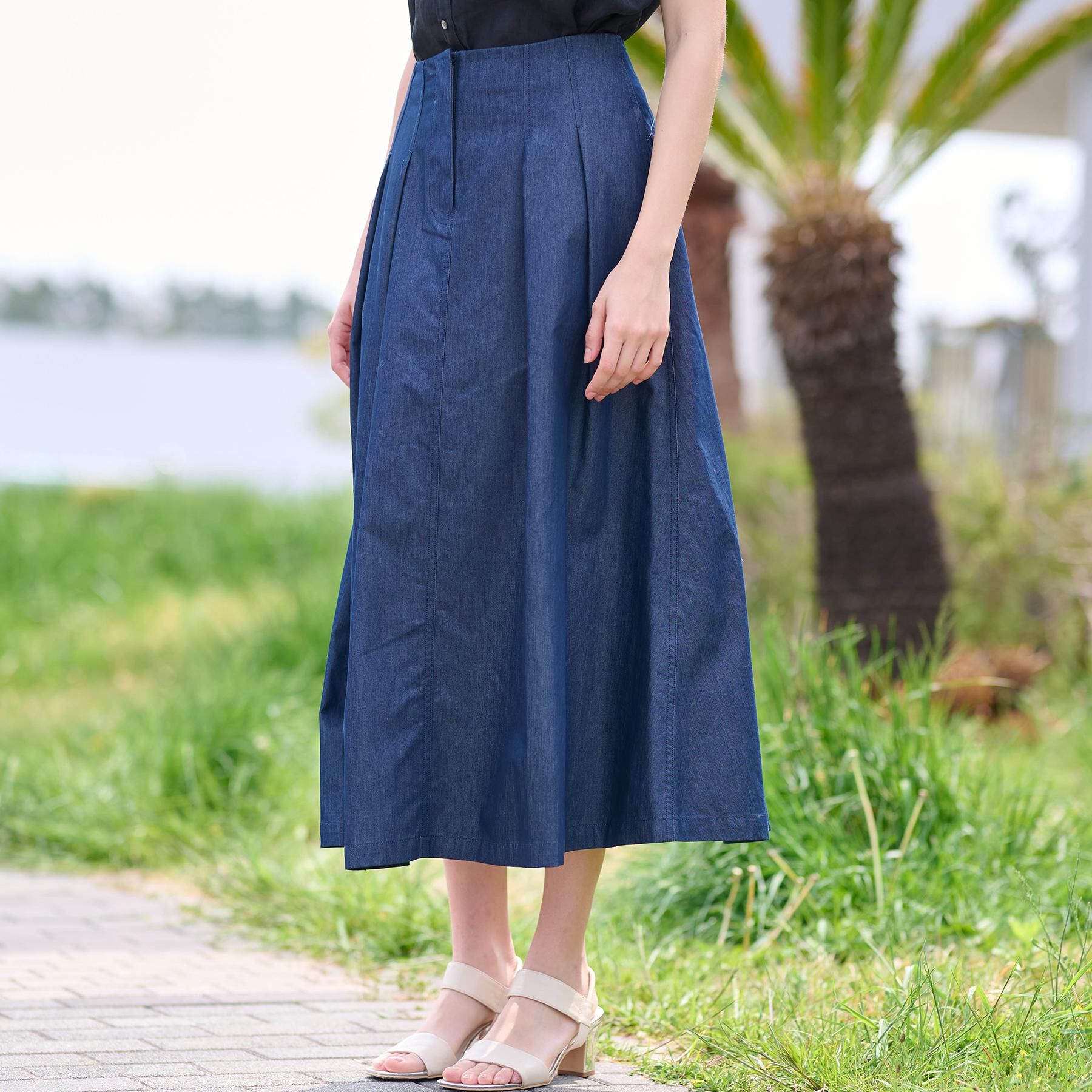 DRESSTERIOR「【接触冷感/吸水速乾】クールタッチデニムライクタックスカート」|スカート|