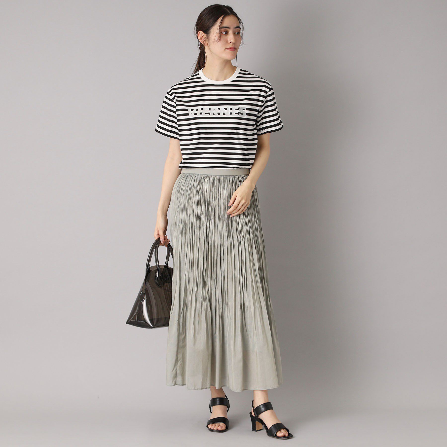 DRESSTERIOR「【接触冷感/抗菌防臭/消臭】アイスクリアコットン VIERNESロゴボーダーT」|Tシャツ・カットソー|