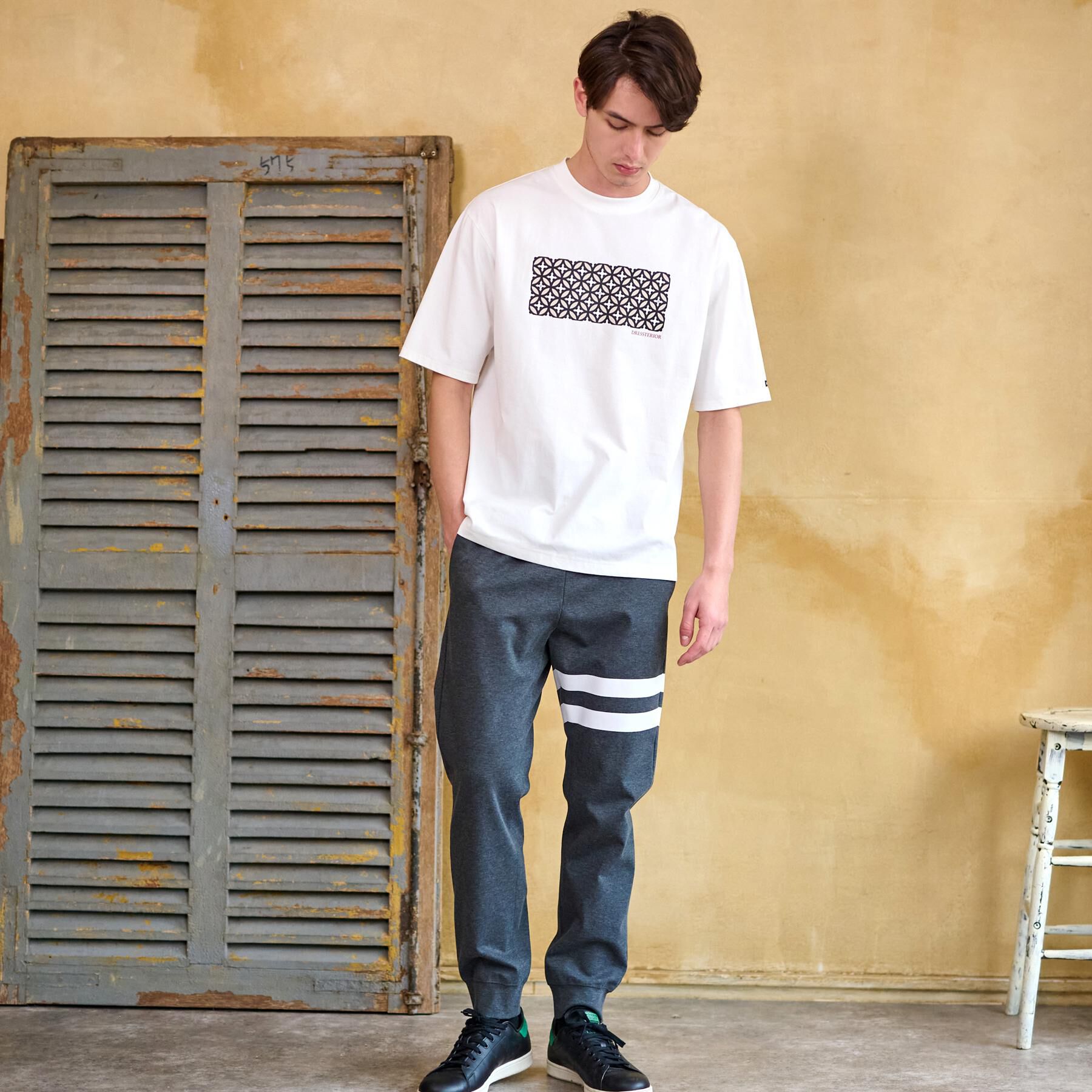 DRESSTERIOR「【接触冷感/UVカット】BACK BREEZE TECH オーバーラップサークルプリントTシャツ」|Tシャツ・カットソー|