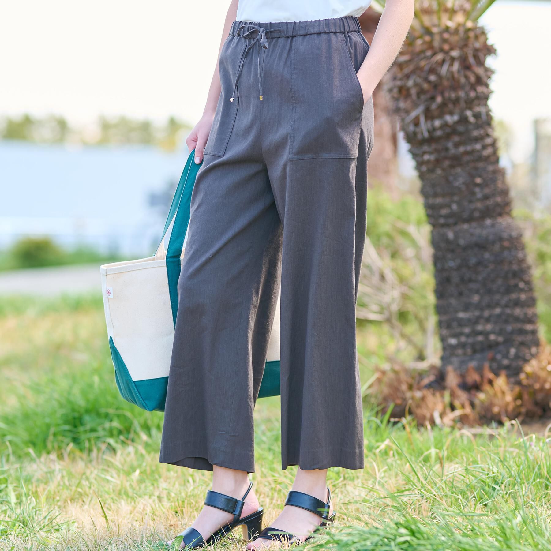 DRESSTERIOR「【接触冷感/洗える/ウエストゴム】ウォッシャブルリネンイージーワイドパンツ」|その他|