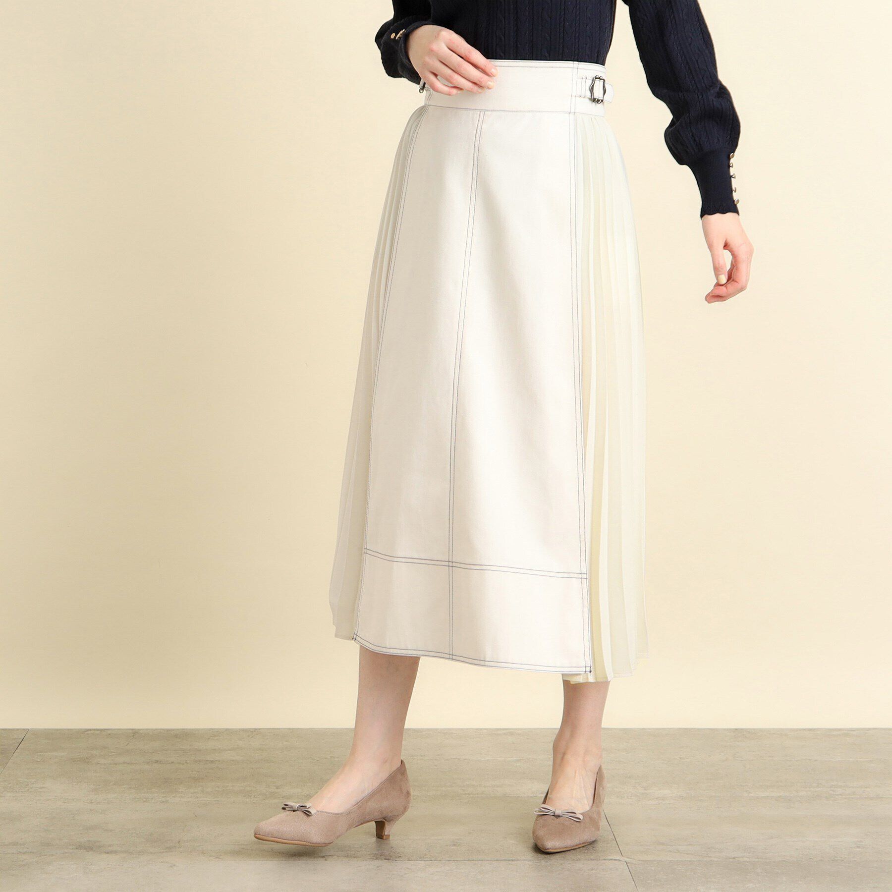 grove「【高身長さん向け＋6cm】デニムサイドプリーツスカート」|スカート|