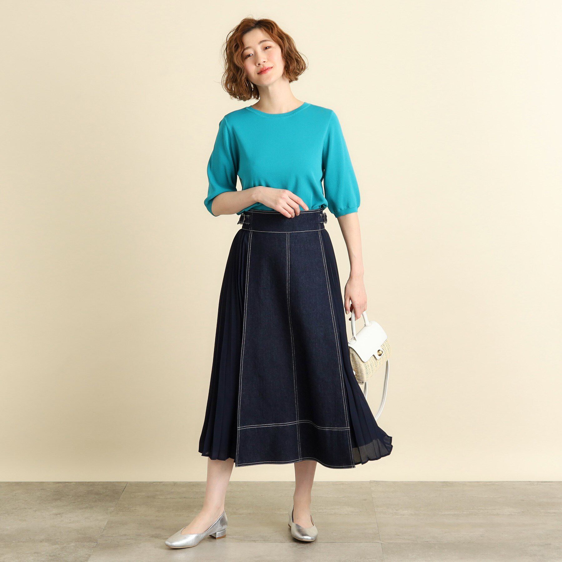 grove「【高身長さん向け＋6cm】デニムサイドプリーツスカート」|スカート|