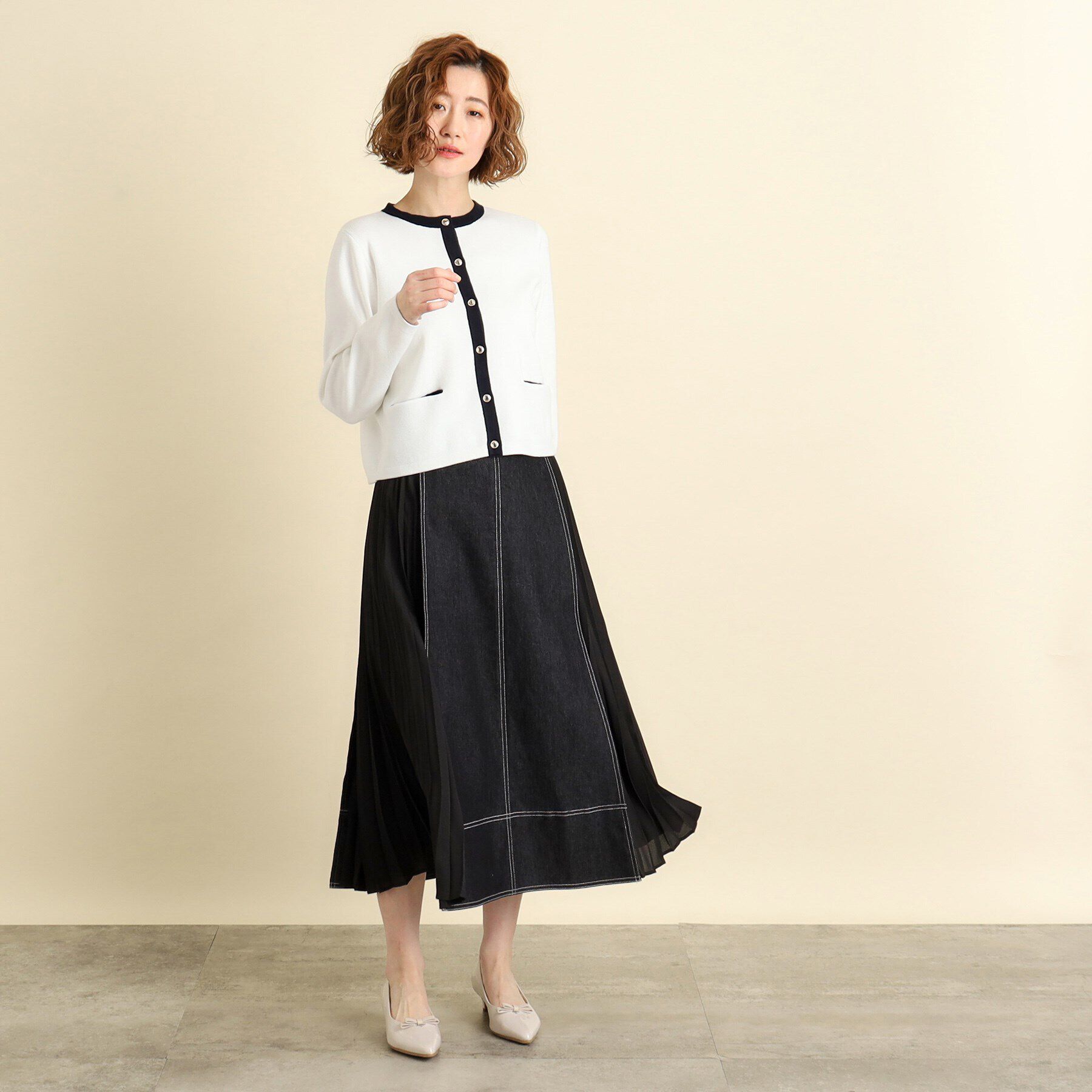 grove「【高身長さん向け＋6cm】デニムサイドプリーツスカート」|スカート|