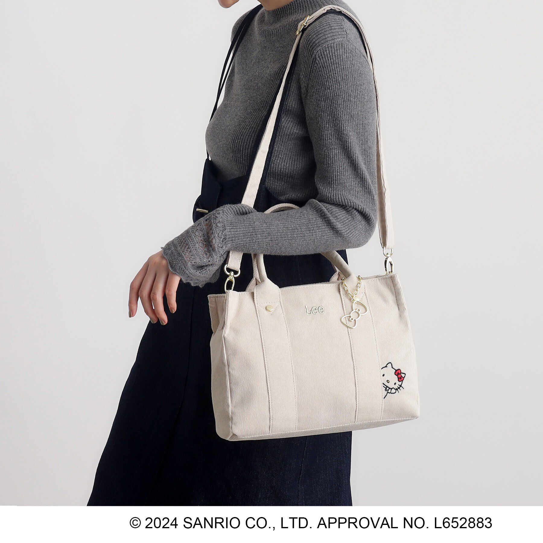 grove「【Lee別注】ハローキティコーデュロイ刺繍スクエアトート」|トートバッグ|