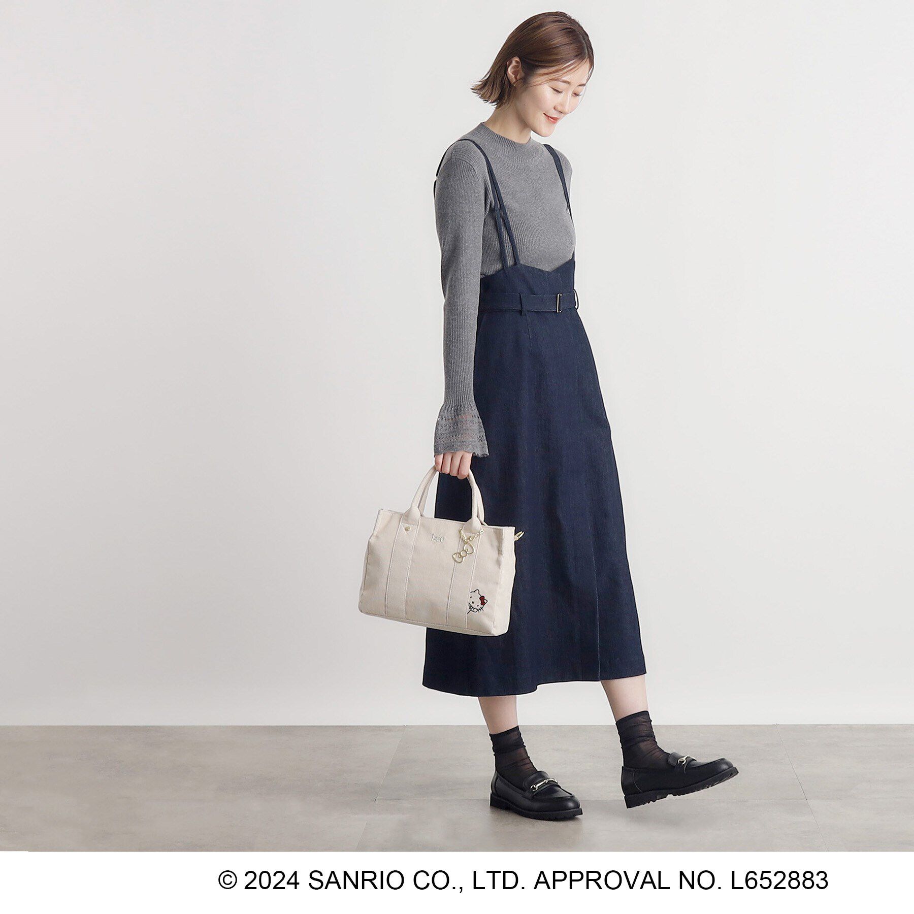 grove「【Lee別注】ハローキティコーデュロイ刺繍スクエアトート」|トートバッグ|