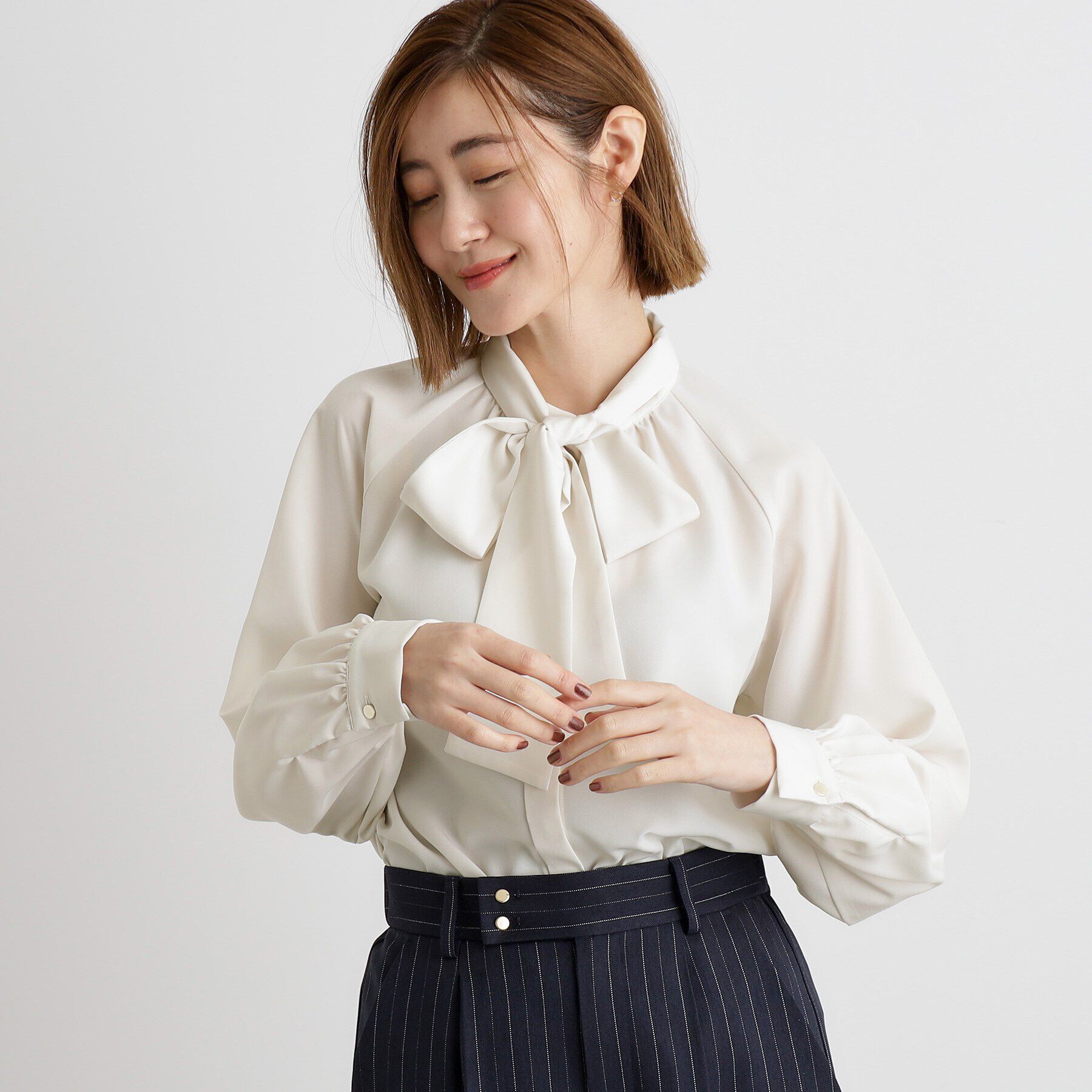 grove「2WAYラグランスリーブボウタイブラウス」|シャツ・ブラウス|