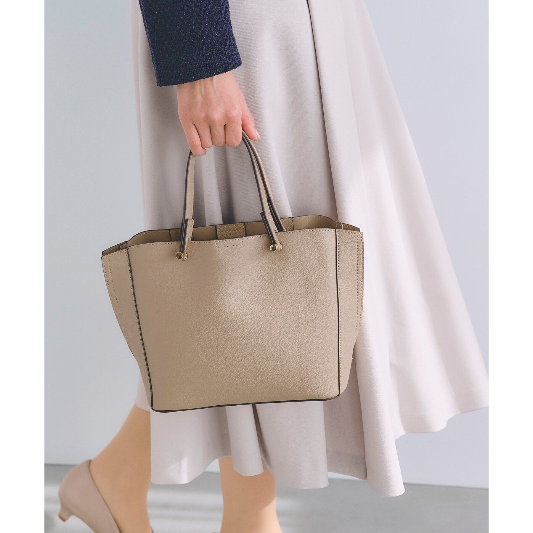 grove「【人間工学】サイドバイカラー2WAYトート【入卒対応可】」|トートバッグ|ライトベージュ(05