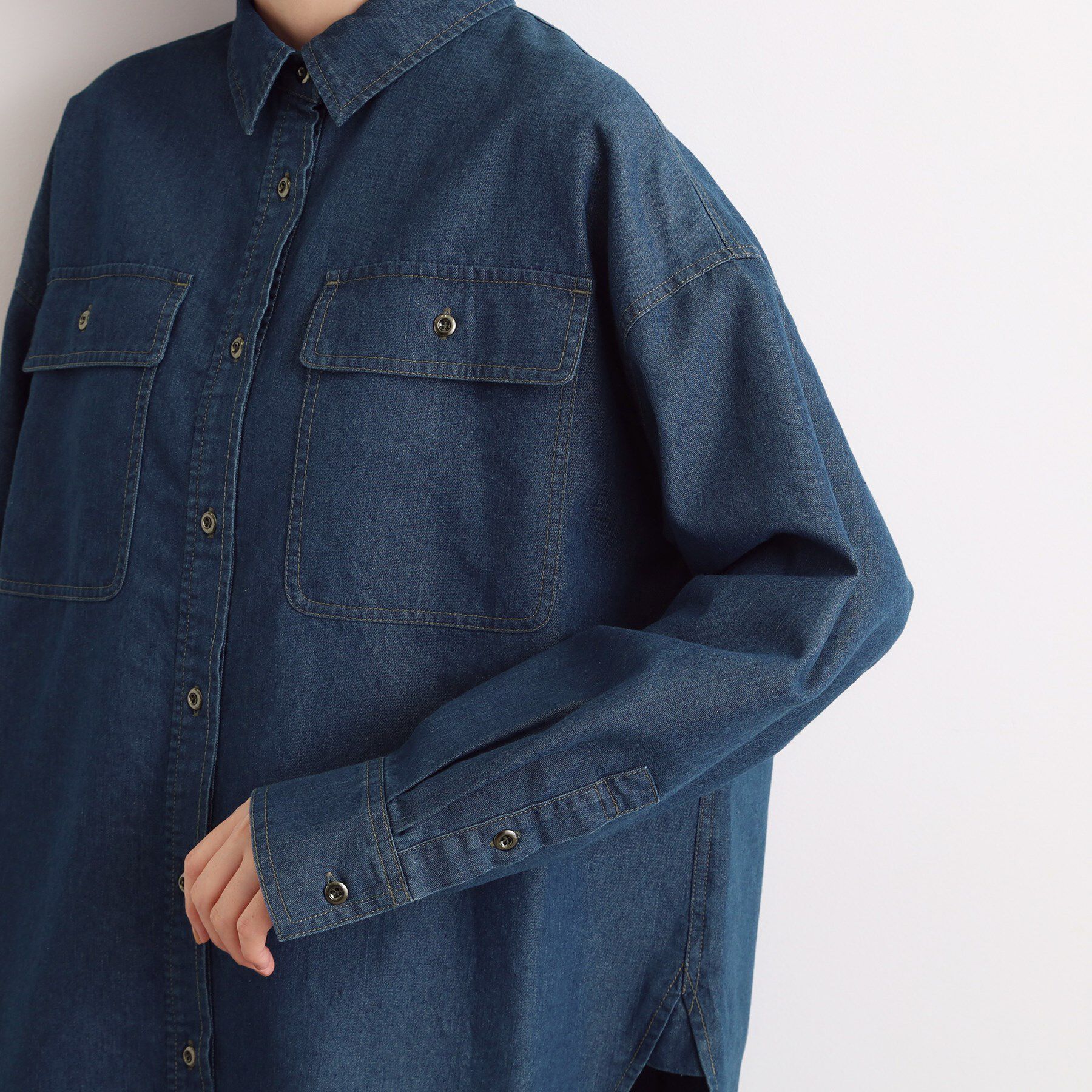 grove「【選べる着丈】オーバーサイズデニムシャツ」|シャツ・ブラウス|