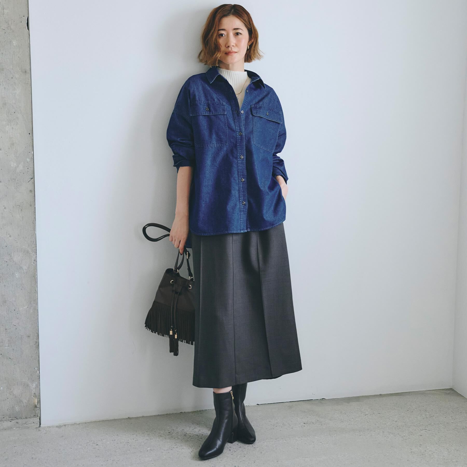 grove「【選べる着丈】オーバーサイズデニムシャツ」|シャツ・ブラウス|