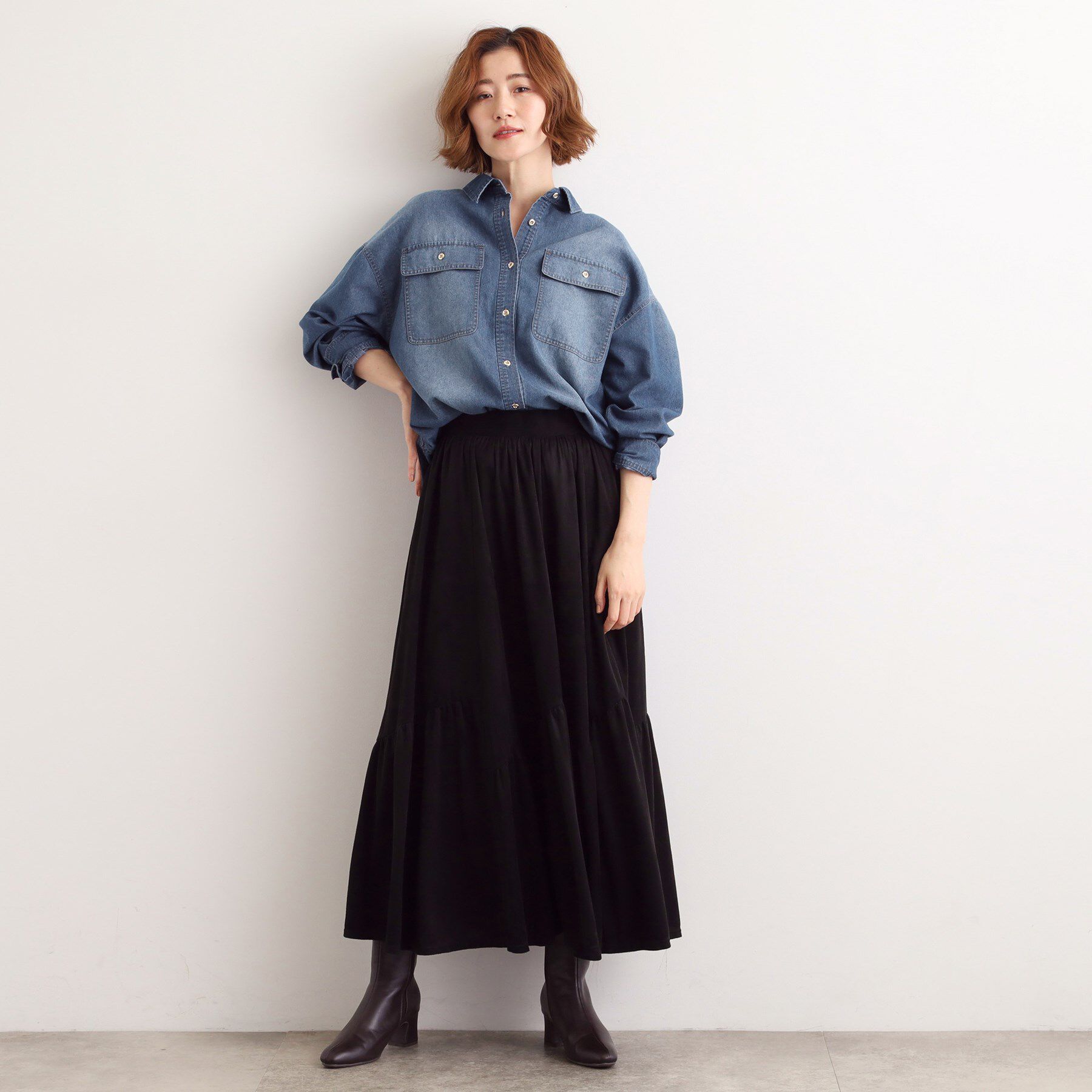 grove「【選べる着丈】オーバーサイズデニムシャツ」|シャツ・ブラウス|