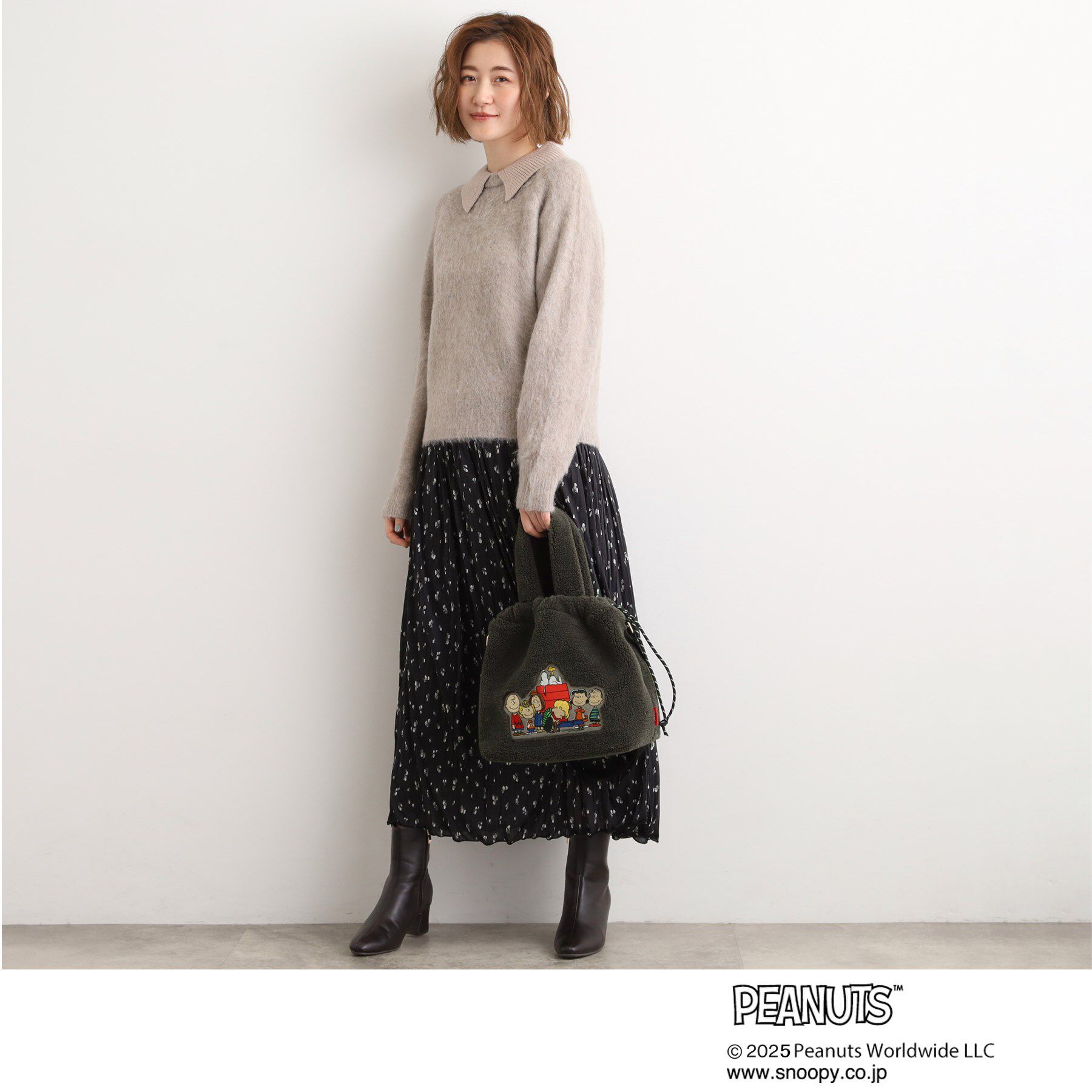 grove「【PEANUTS】ボア巾着トート」|トートバッグ|