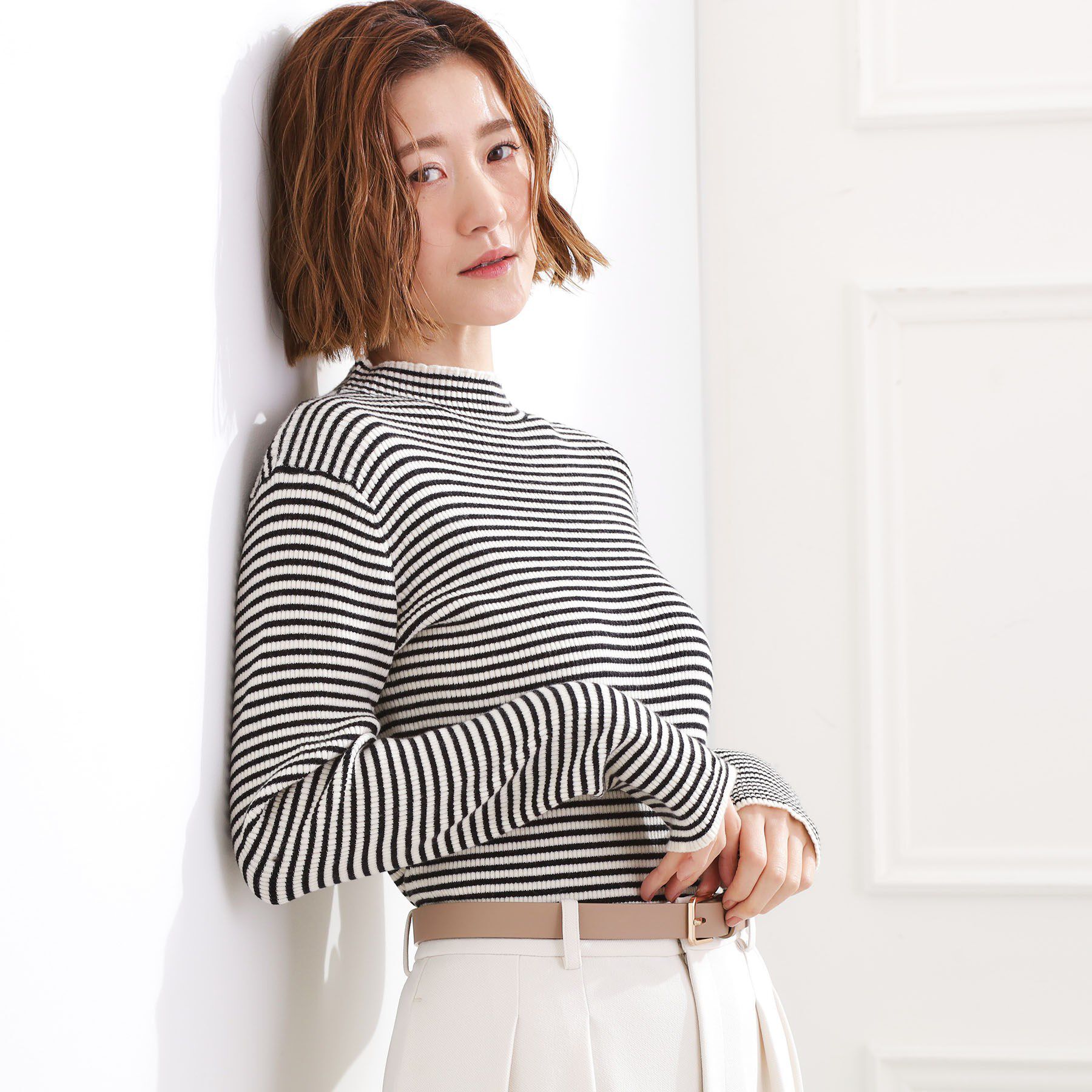 grove「ベーシックリブニットプルオーバー」|ニット・セーター|オフホワイト(303