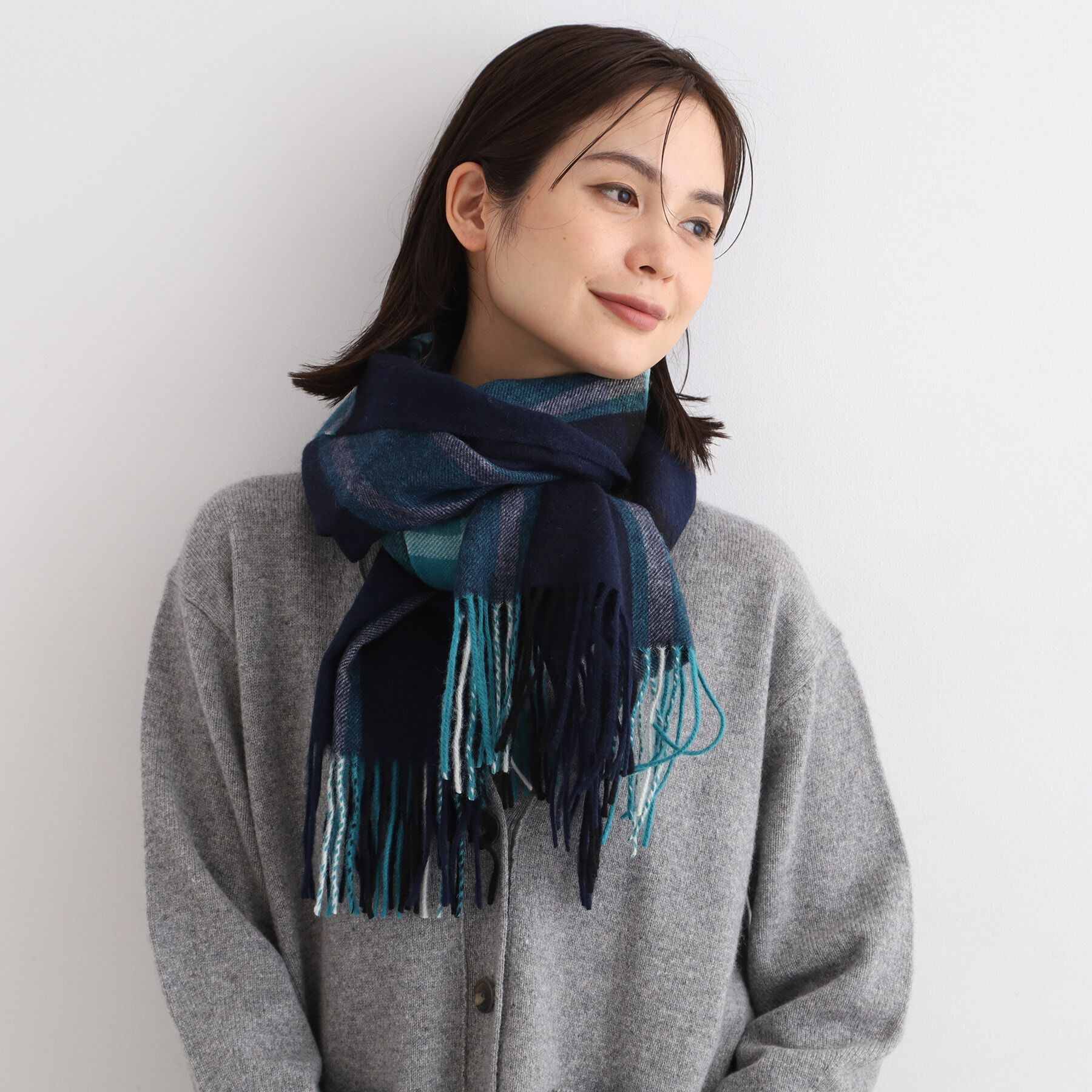 INDIVI「【洗える／チェック柄】ウォッシャブルウールストール」|ストール|