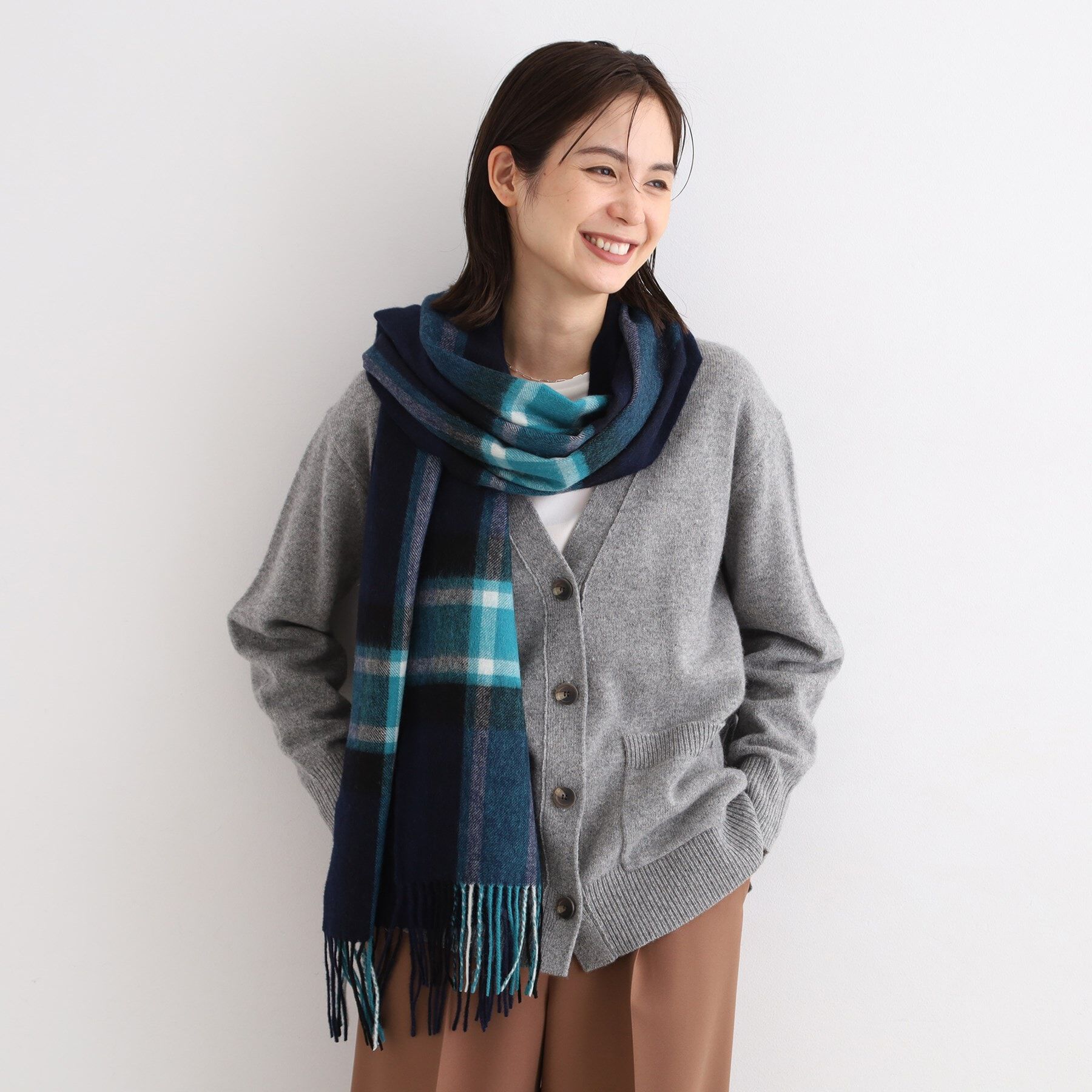 INDIVI「【洗える／チェック柄】ウォッシャブルウールストール」|ストール|